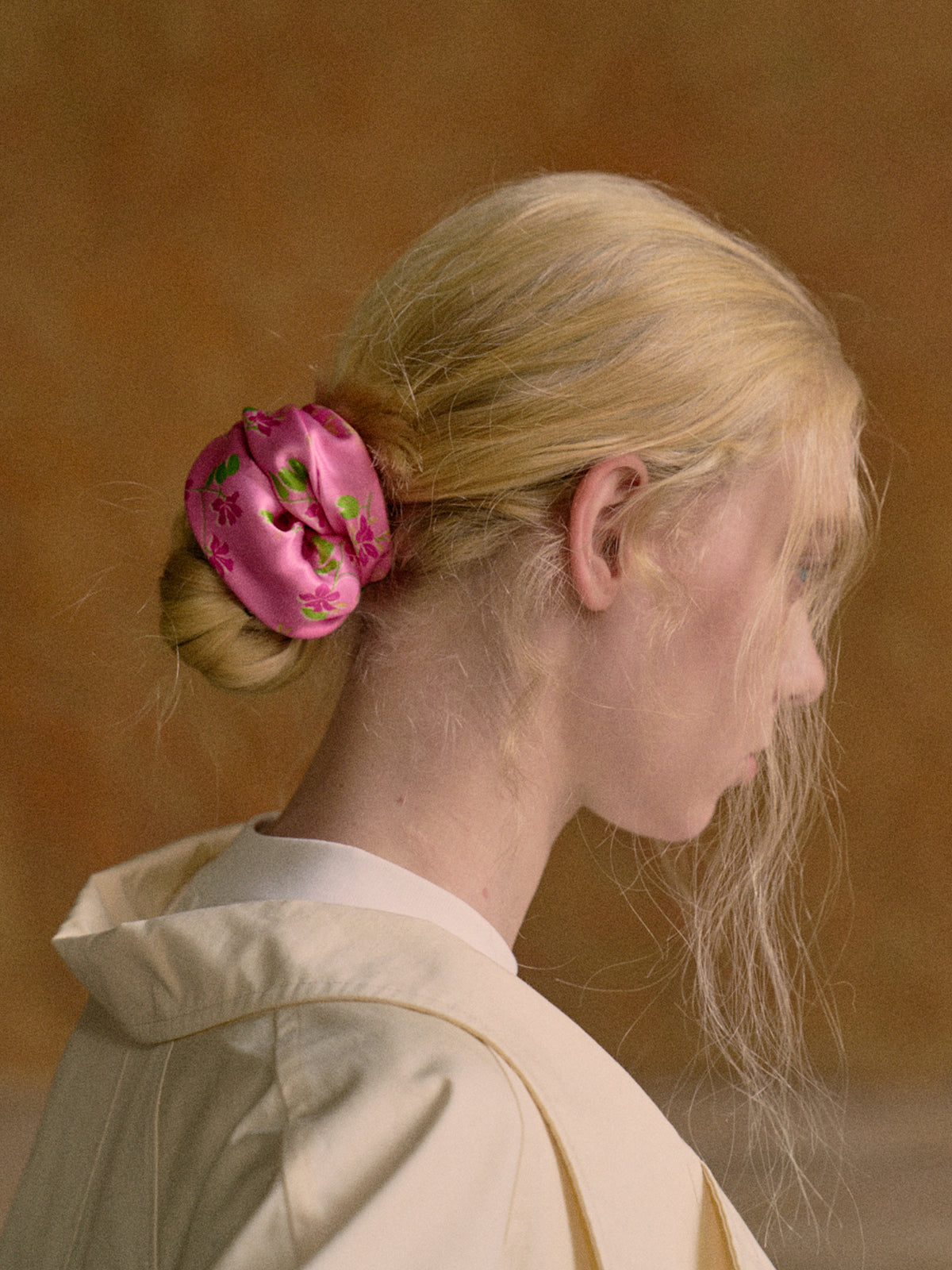 "Beach Blossom" Oversized Viscose Scrunchie Hair Tie - Pink - Pink - LOST PATTERN Hair Accessories