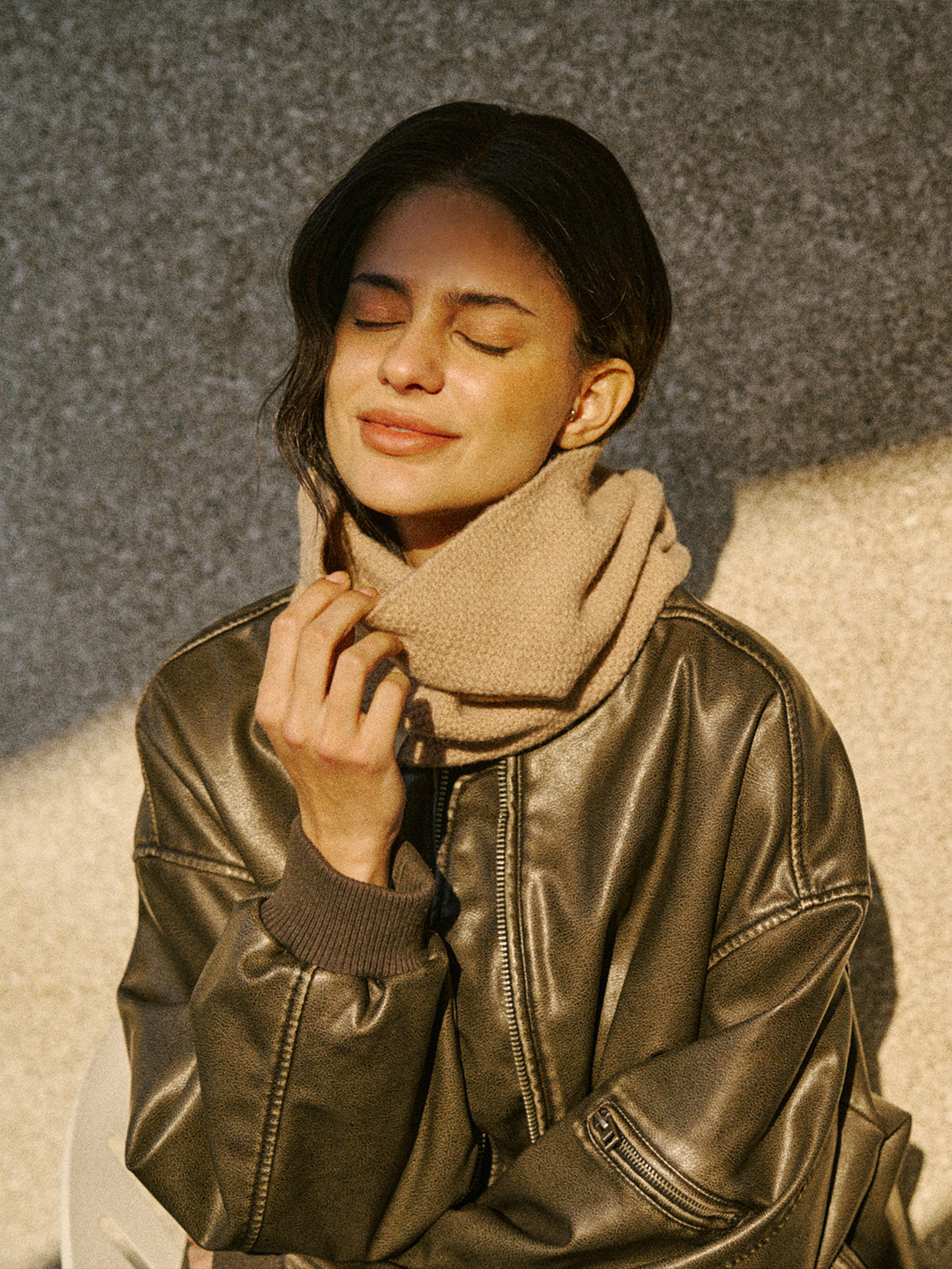 "L'Embrace" Snood Neck Warmer - Camel - Camel - LOST PATTERN Cashmere