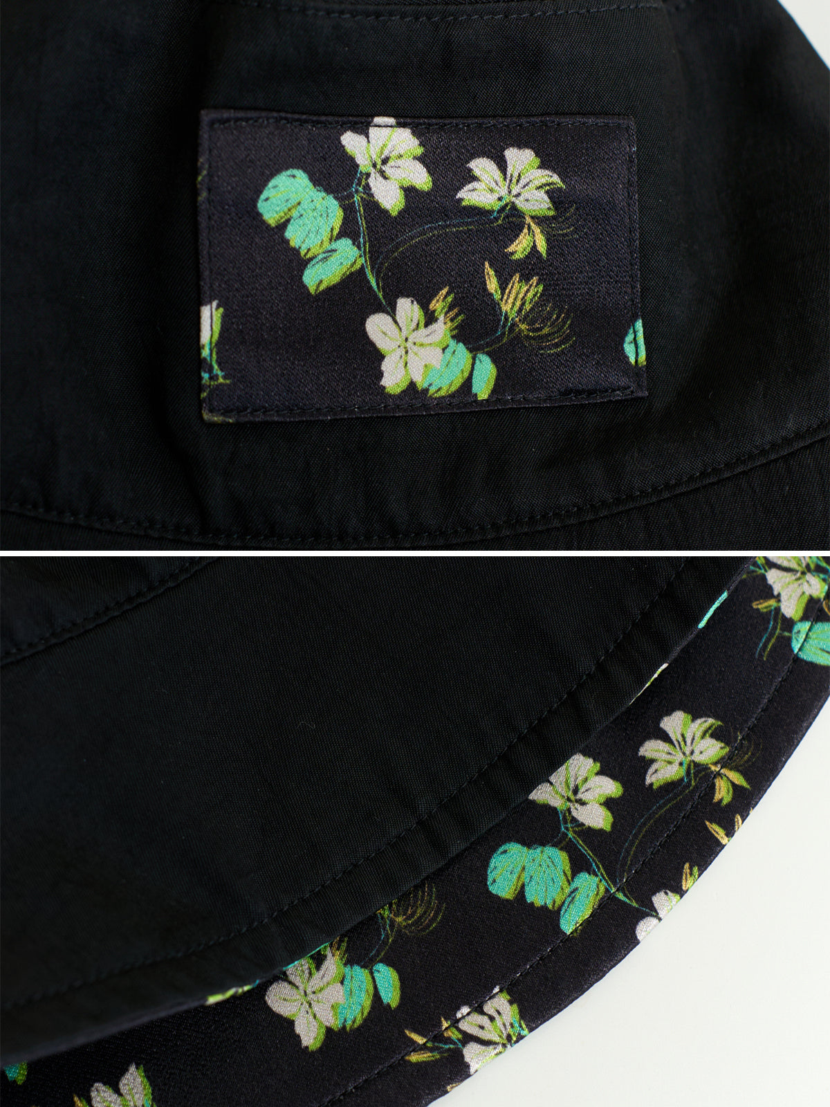 "Beach Blossom" Reversible Bucket Hat - Black - Black - LOST PATTERN Hats