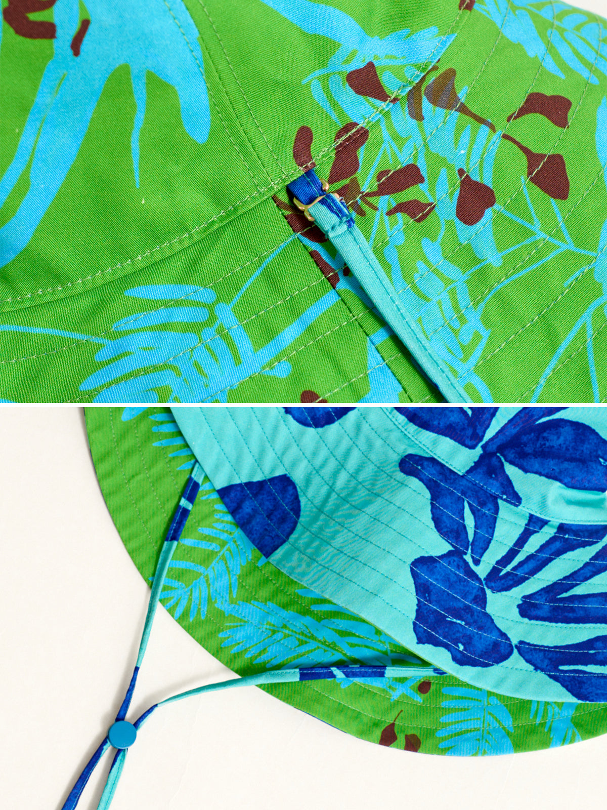 “Tropical Bliss” Reversible Sun Hat - Ocean Blue