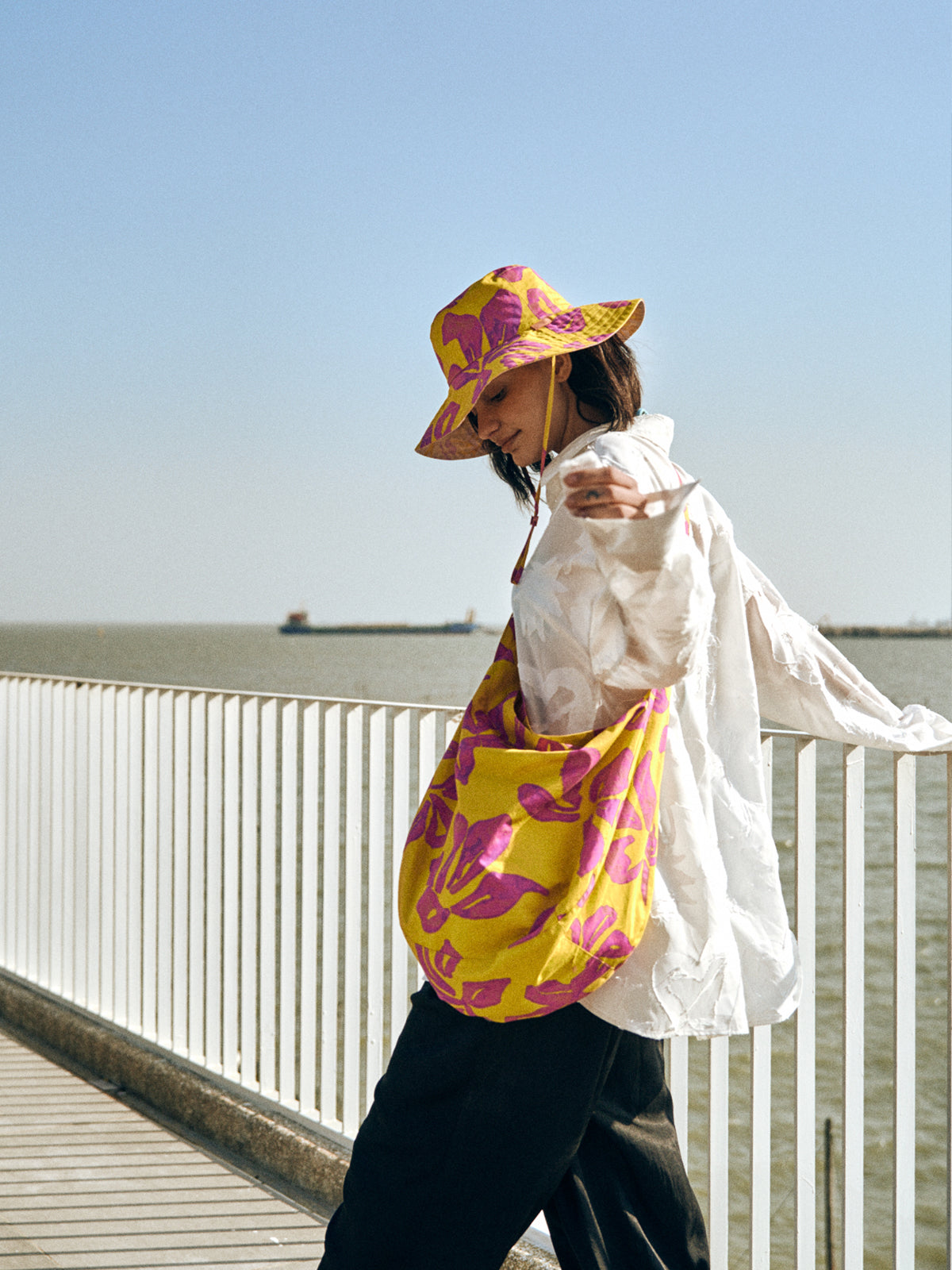 “Tropical Bliss” Hobo Crossbody Bag - Golden Hour - Yellow - LOST PATTERN Tote Bag