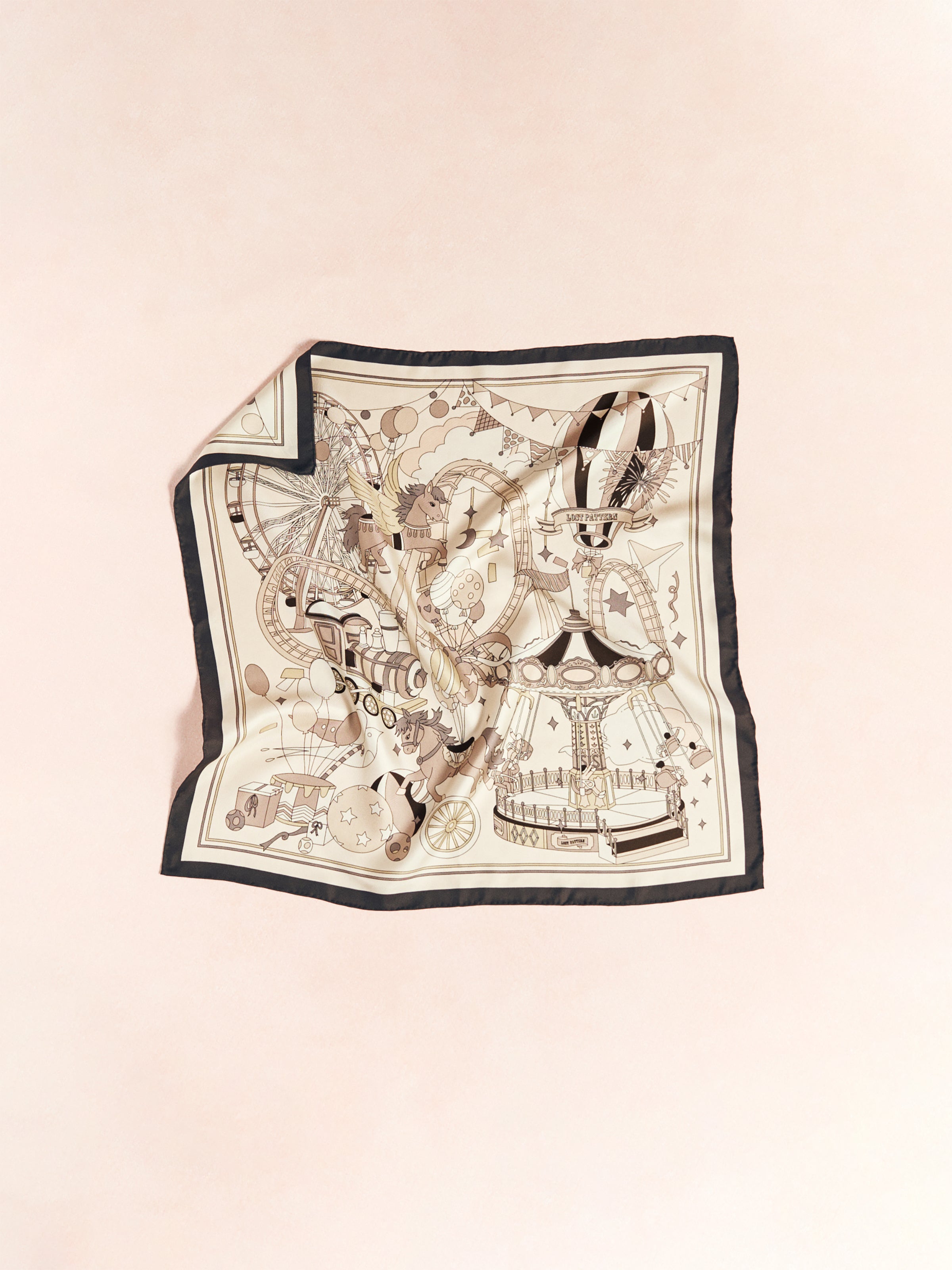 "Pop Pony" Silk Twill Bandana Scarf - Chocolate