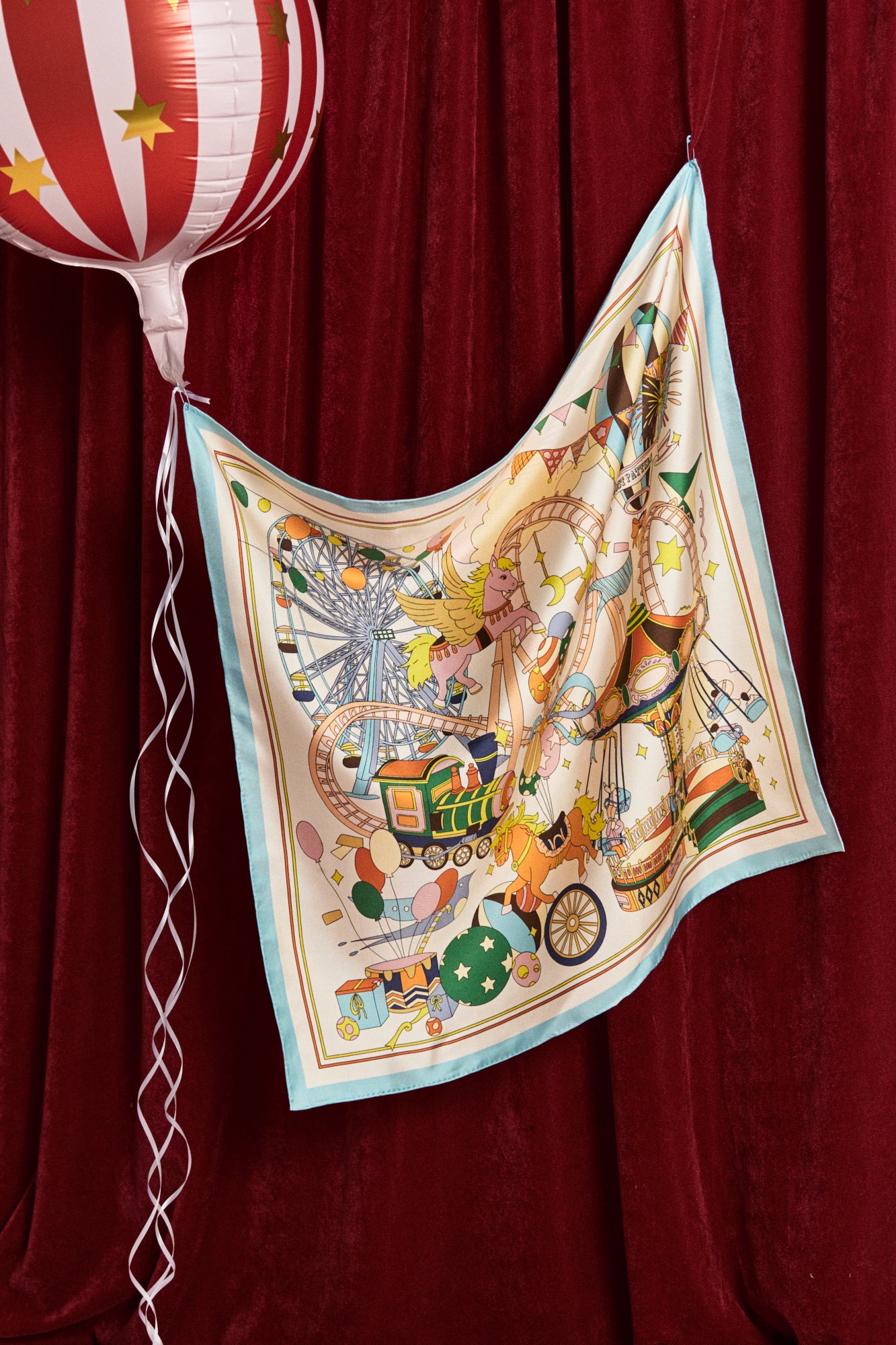 "Pop Pony" Silk Twill Bandana Scarf - Champagne