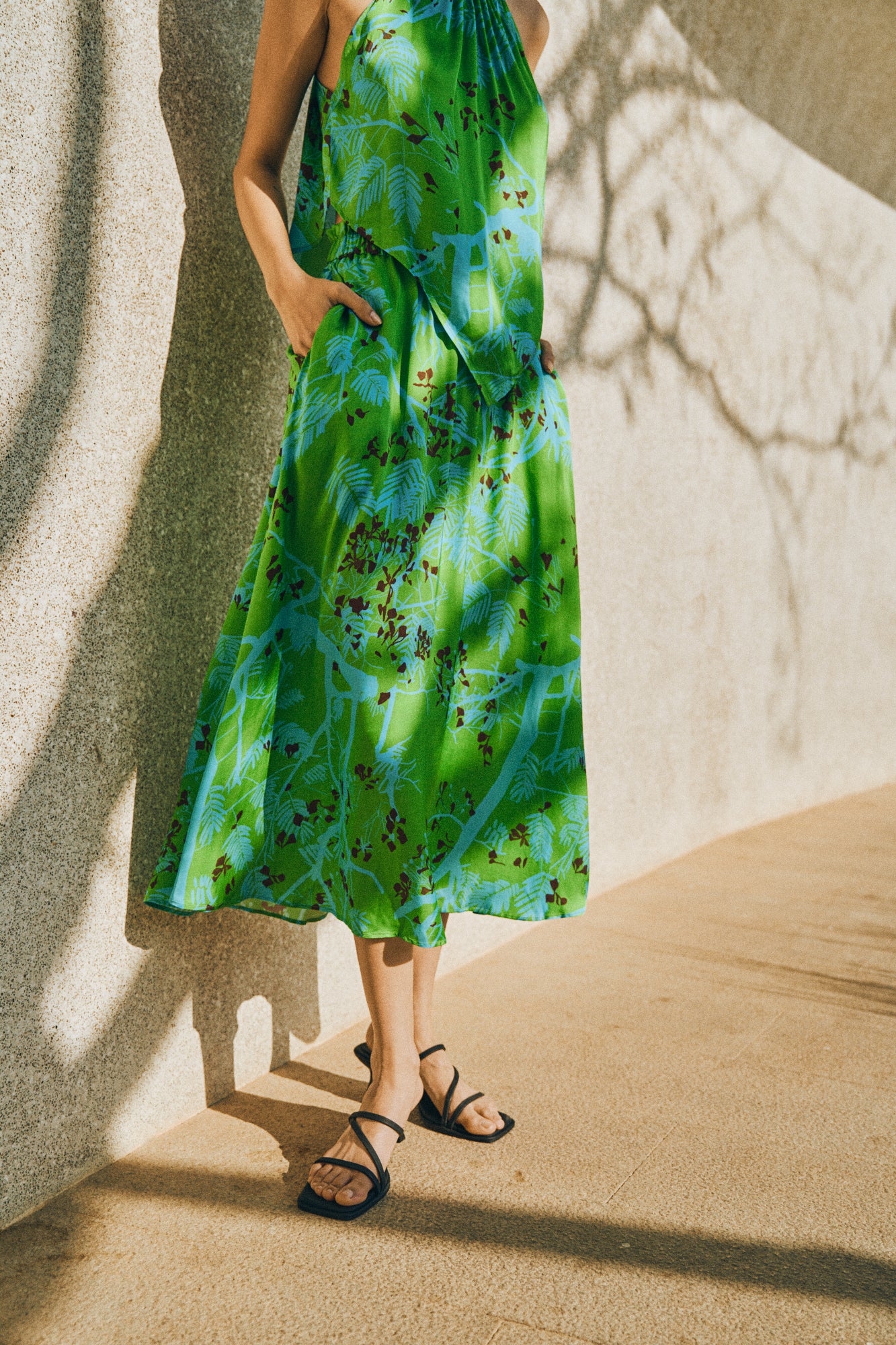 “Coco Dream” Satin Midi Skirt - Green