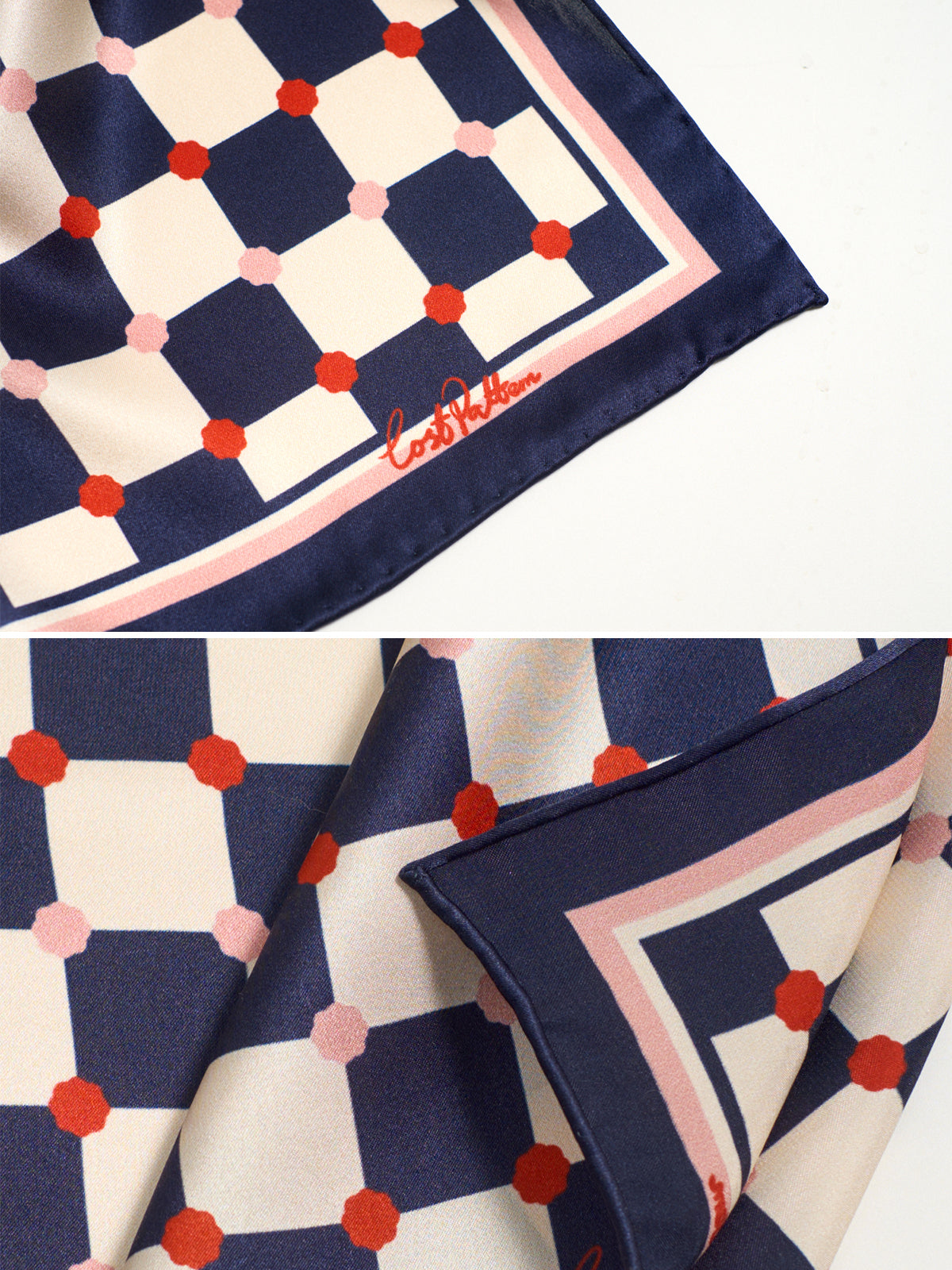 "Checkerboard" Silk Pocket Square - Blue