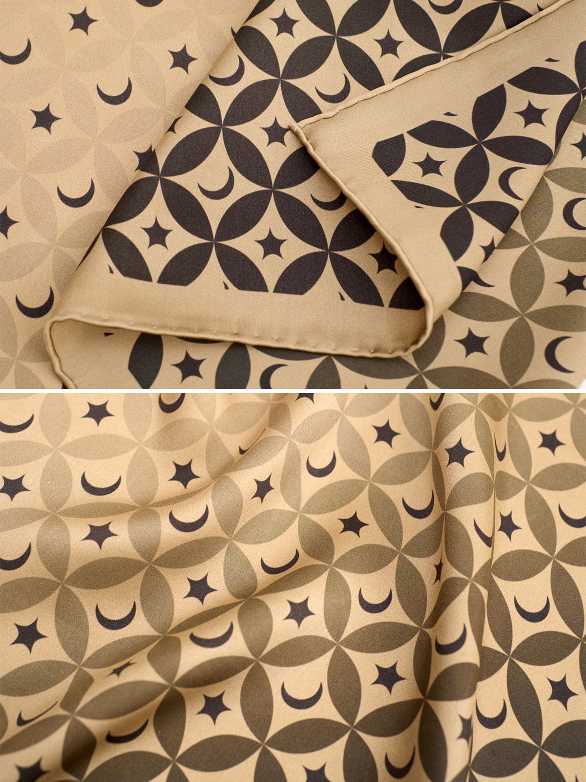 "Moonlit Stars" Silk Bandana Scarf - Gold - Golden - LOST PATTERN Silk Bandana