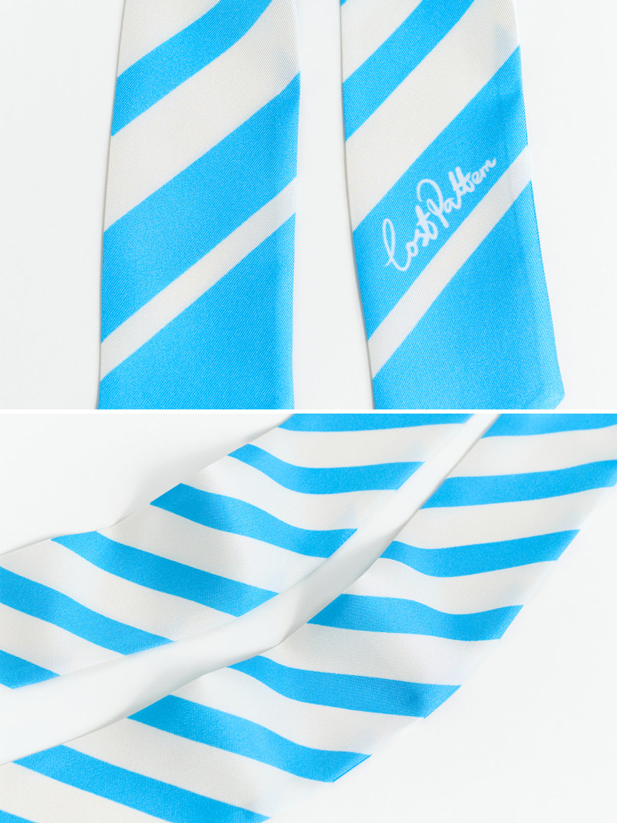 "La Marinière" Silk Skinny Scarf - Sky Blue