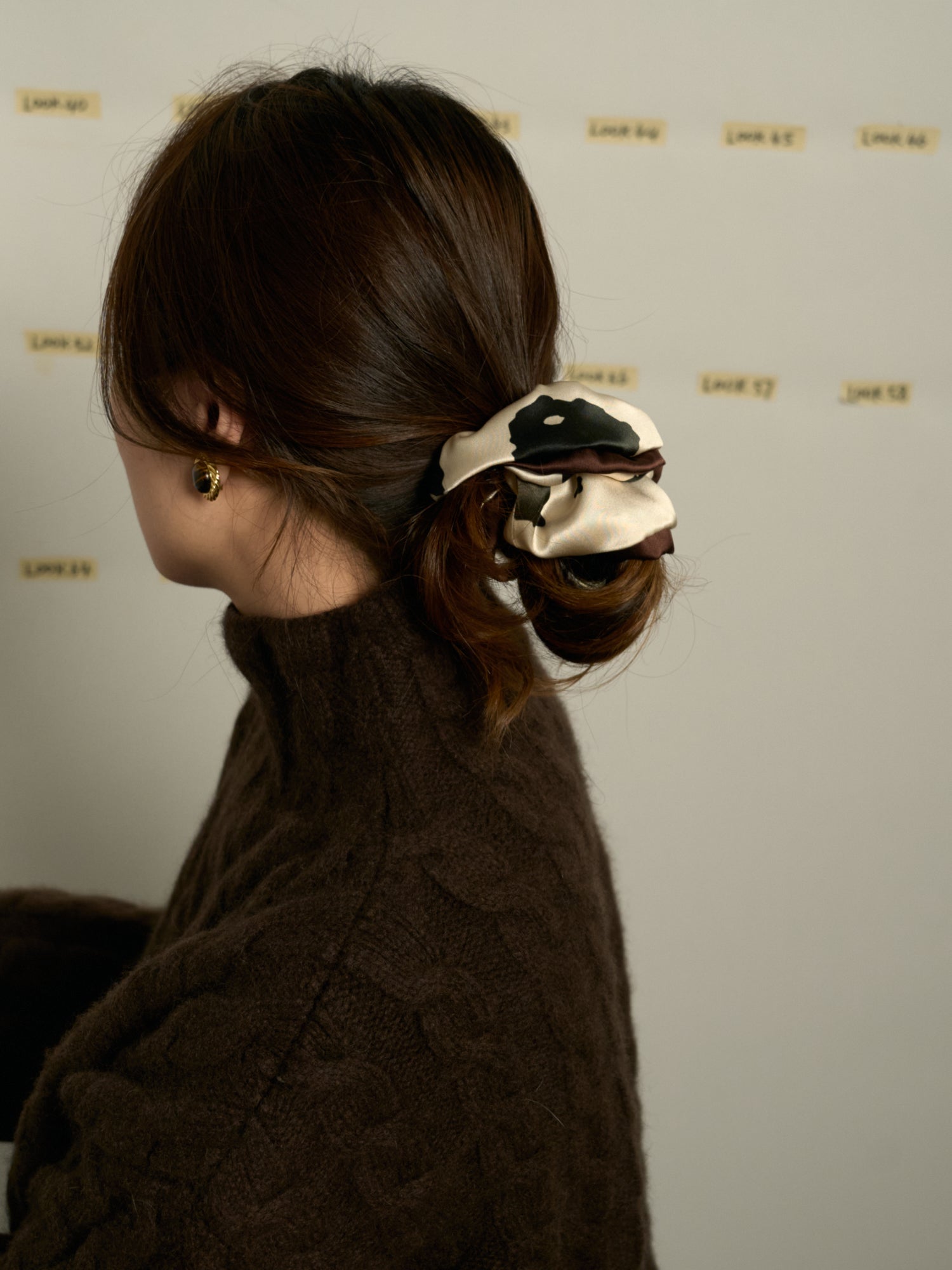 "Spot Chic" Oversized Silk Scrunchie - Cow Print