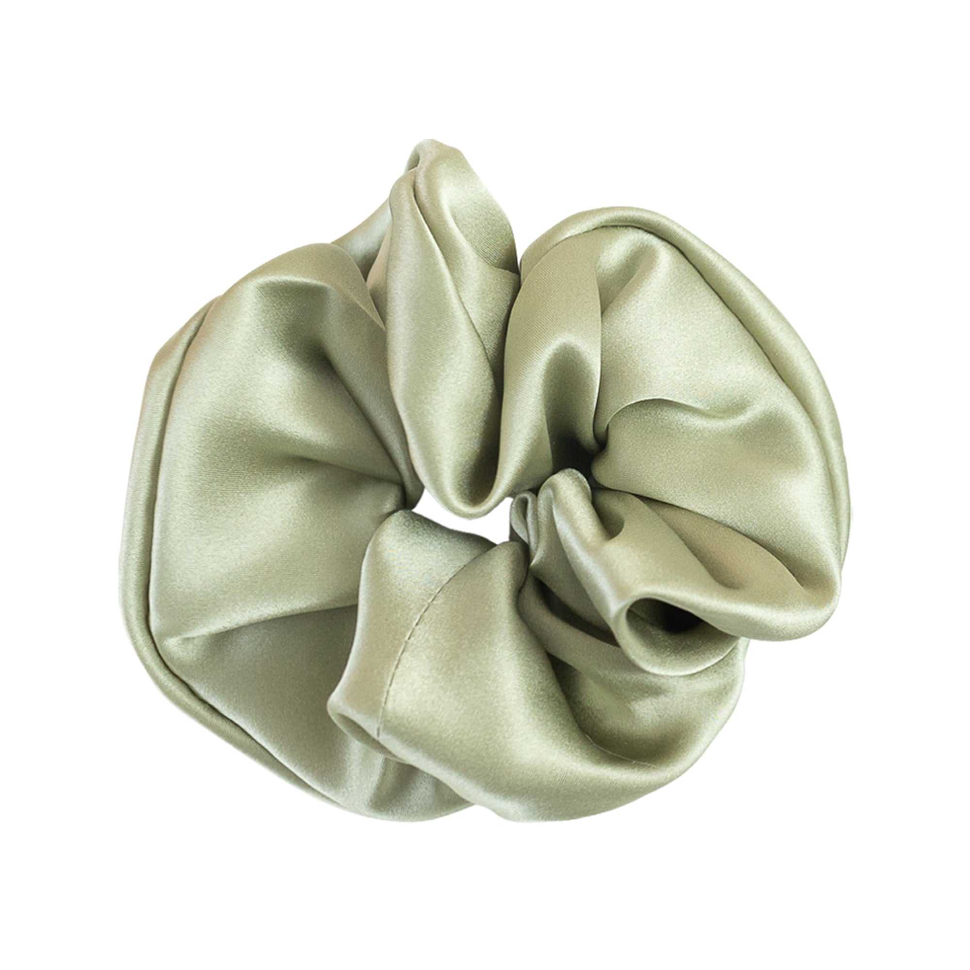 "Silken Hair" Silk Scrunchie Hair Tie - Pale Olive - Pale Olive - LOST PATTERN Scrunchie