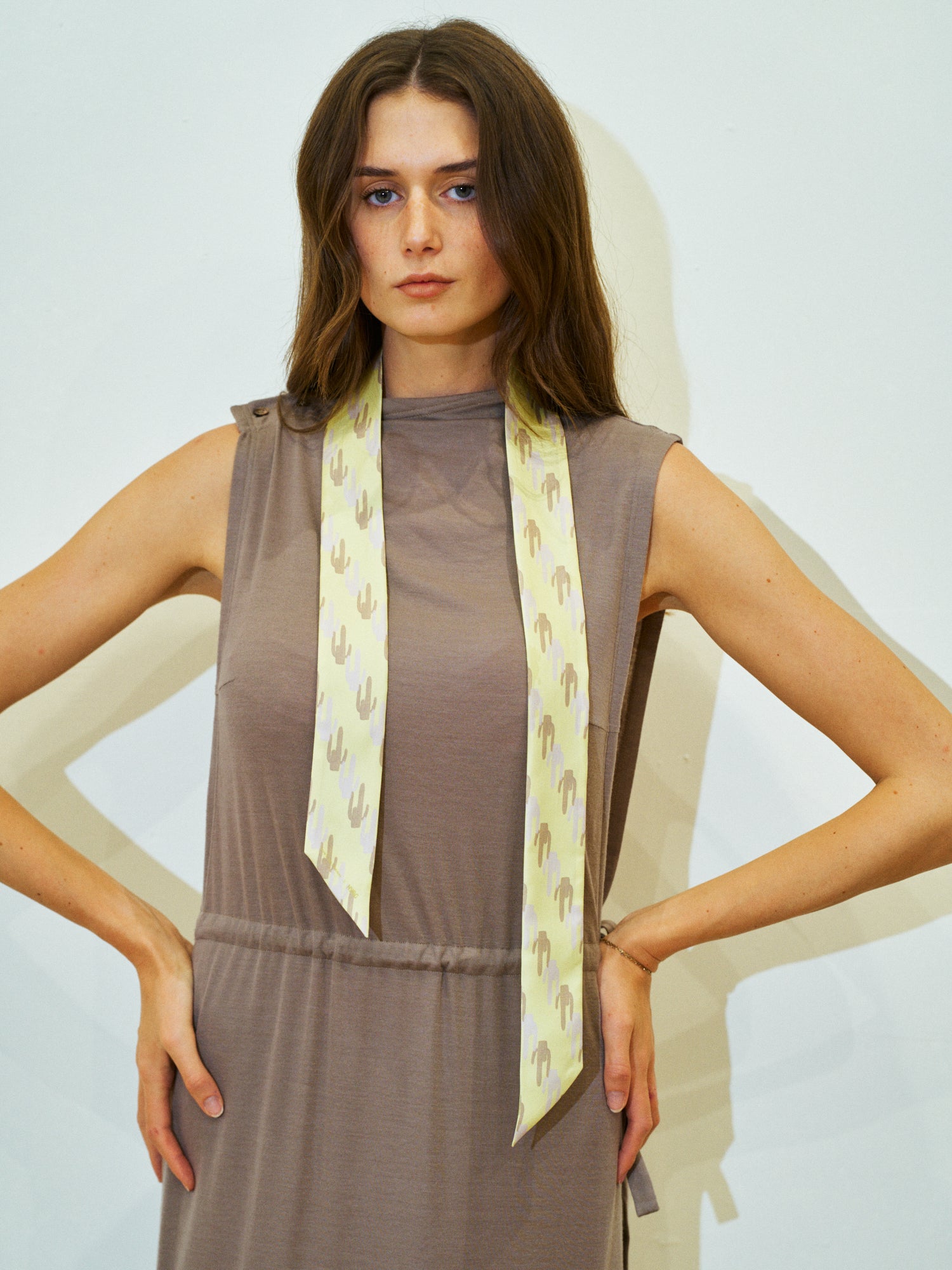 Lost Pattern x NYBG "Oasis Charms" Silk Skinny Scarf - Green