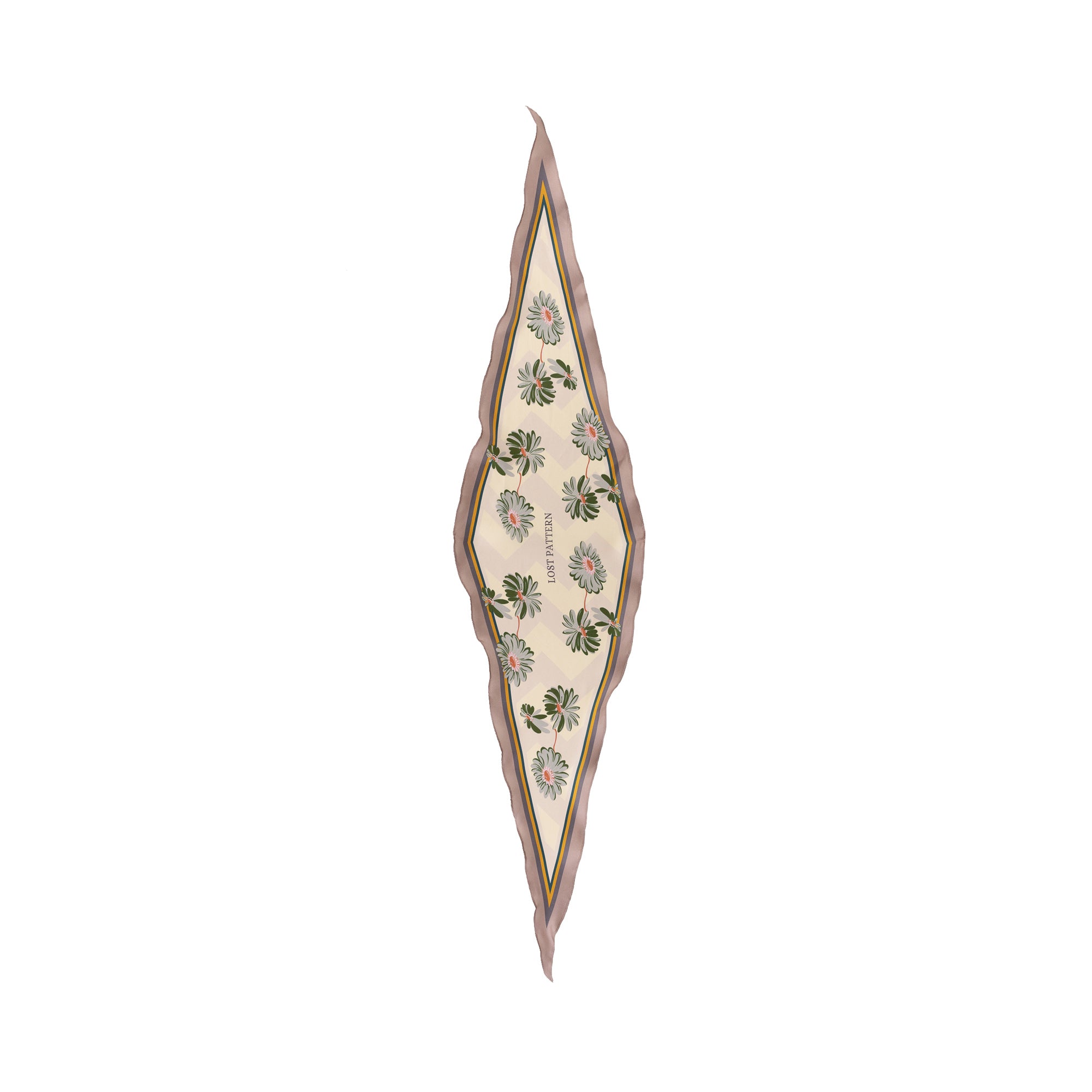 "Daisy" Silk Diamond Neckerchief - Agate Grey - LOST PATTERN Silk Bandana