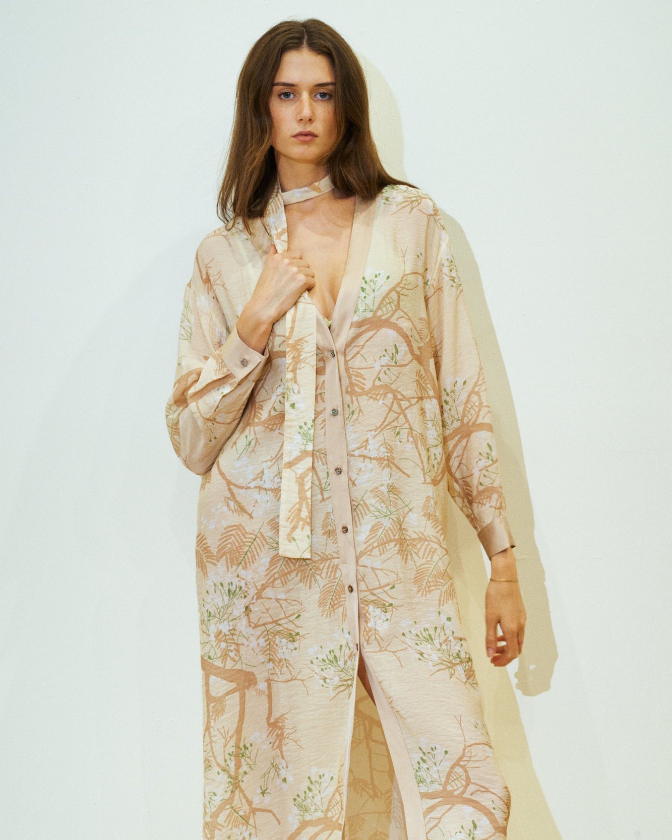 "Coco Dream" Belted Kaftan Dress - Beige
