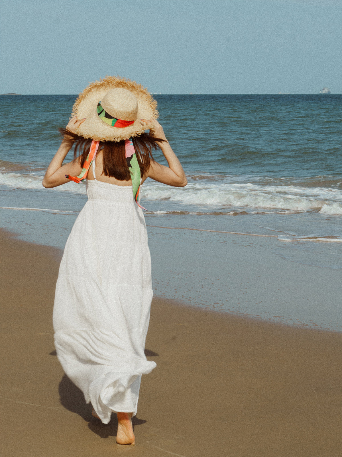 "Cartagena" Straw Hat with Ribbon Tie - Black & Orange - LOST PATTERN Hats