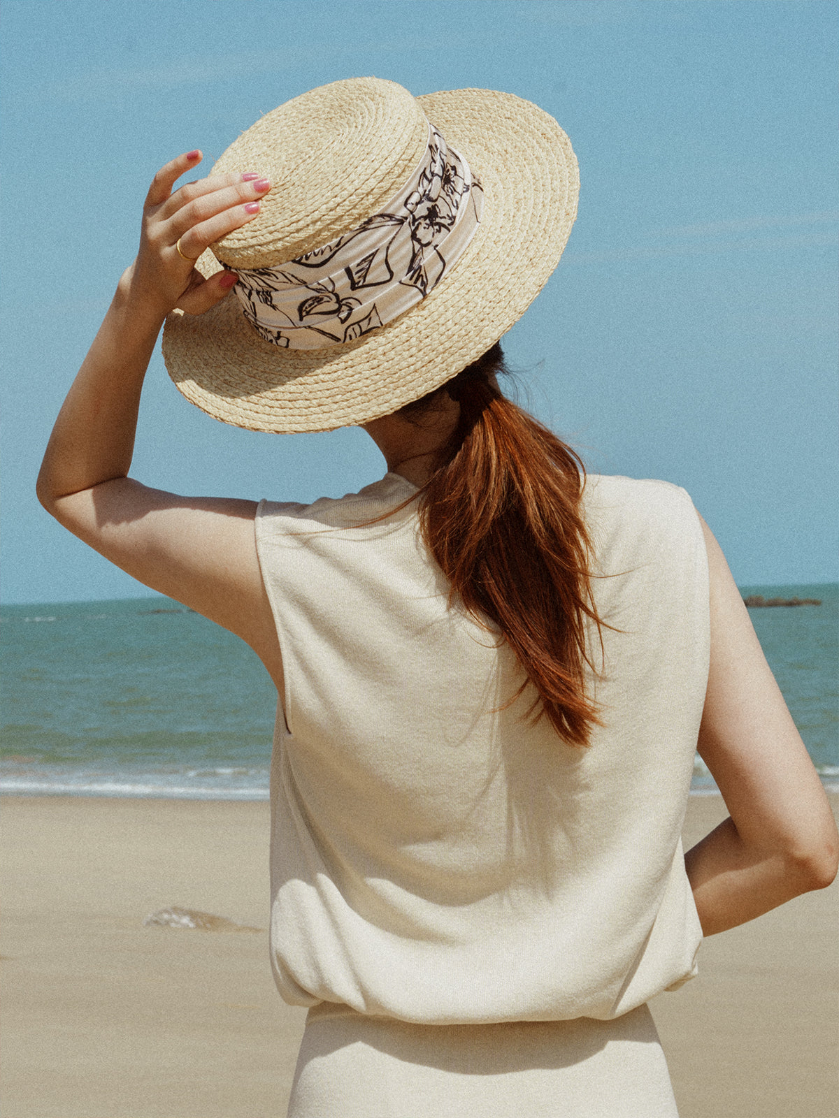 "La Isla" Straw Hat with Ribbon Band - Cream - LOST PATTERN Hats