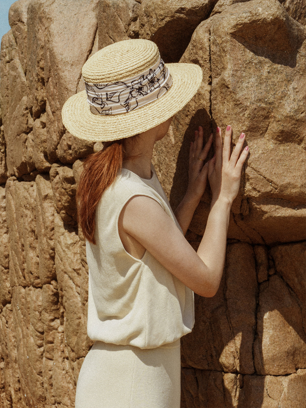 "La Isla" Straw Hat with Ribbon Band - Cream - LOST PATTERN Hats