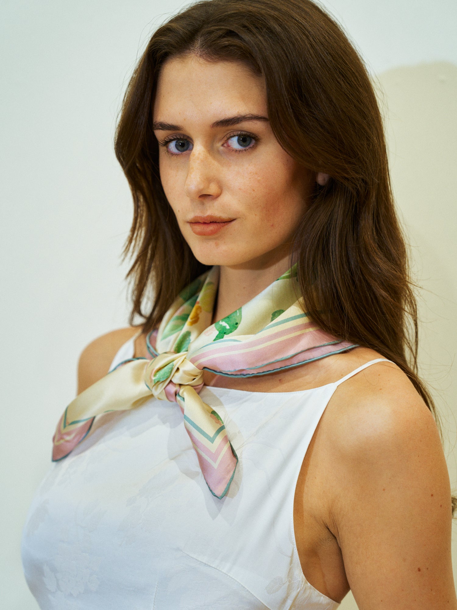 Lost Pattern x NYBG "Oasis Charms" Silk Bandana Scarf - Pink