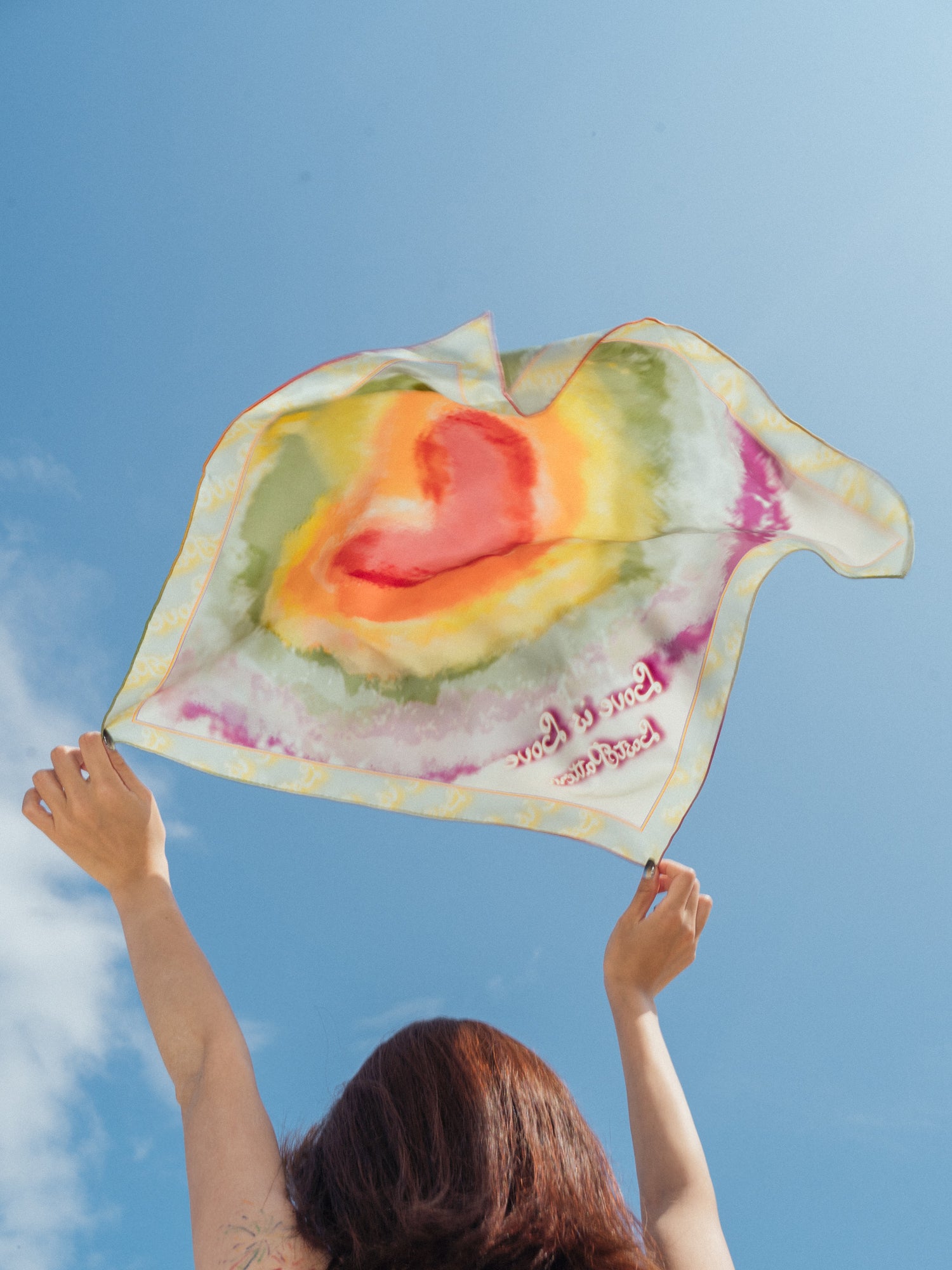 "Love is Love" Silk Bandana Scarf - Rainbow - LOST PATTERN Silk Bandana