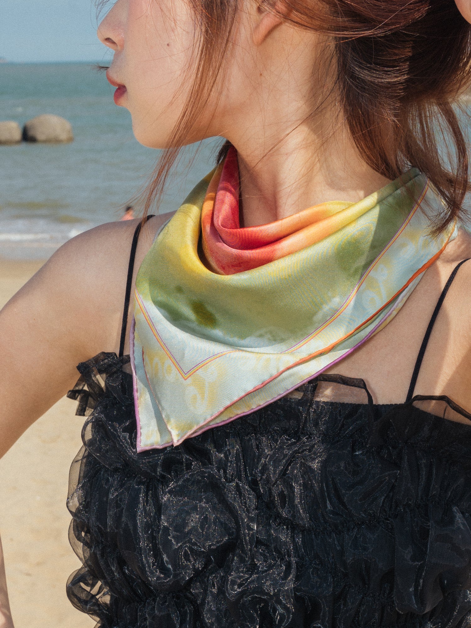 "Love is Love" Silk Bandana Scarf - Rainbow - LOST PATTERN Silk Bandana