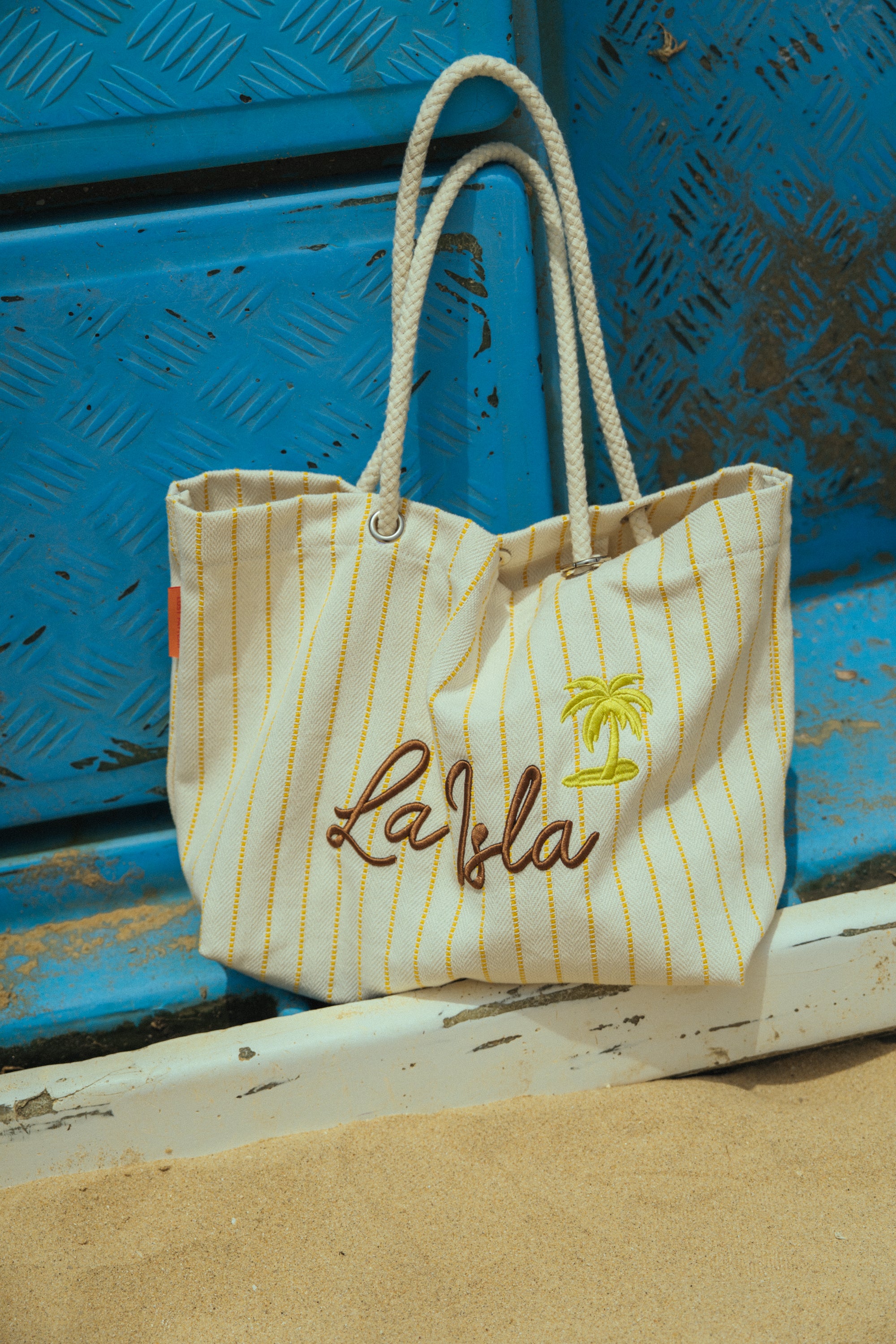 "La Isla" Large Canvas Tote Bag - Yellow