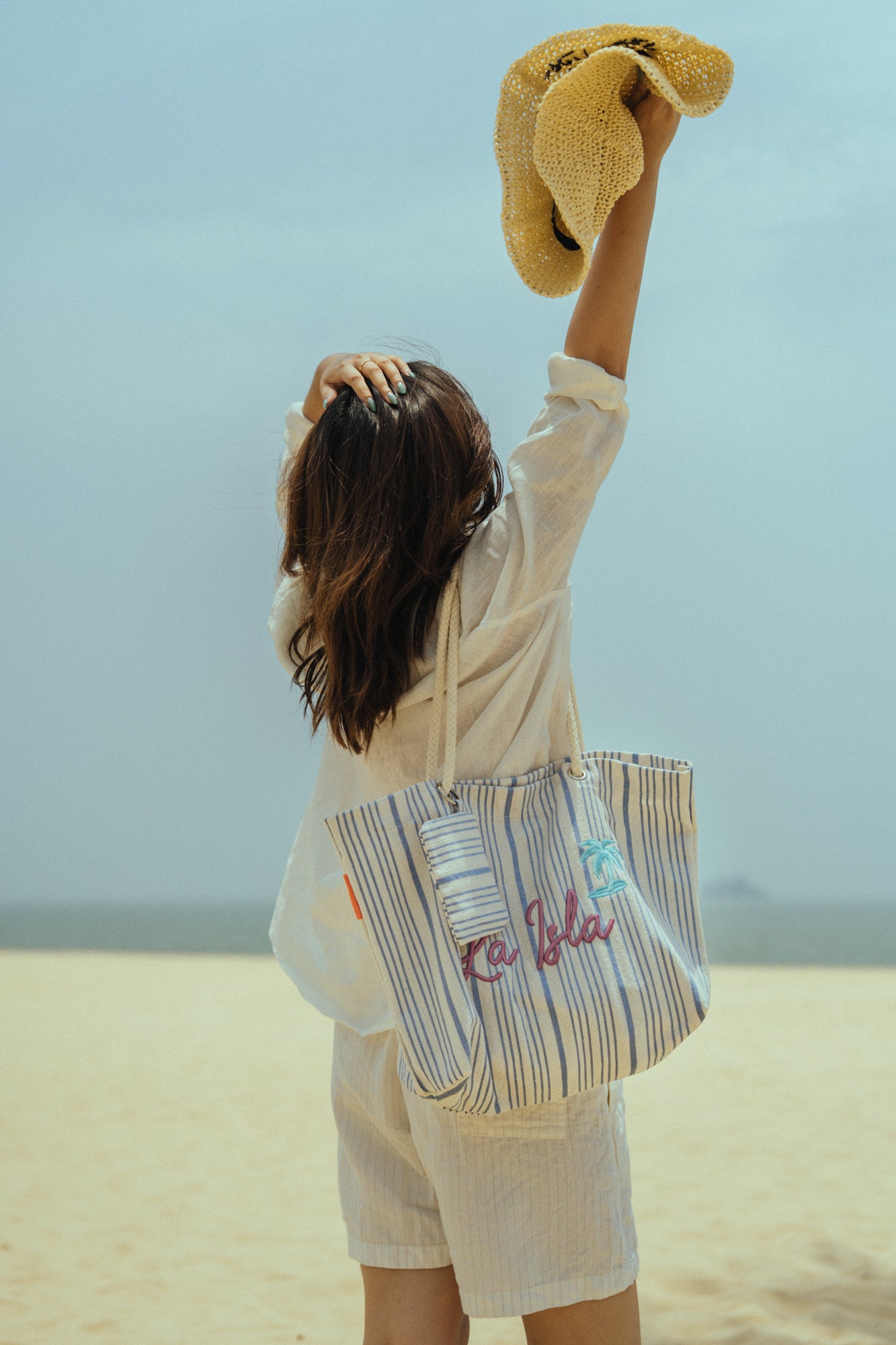 "La Isla" Large Canvas Tote Bag - Sky Blue