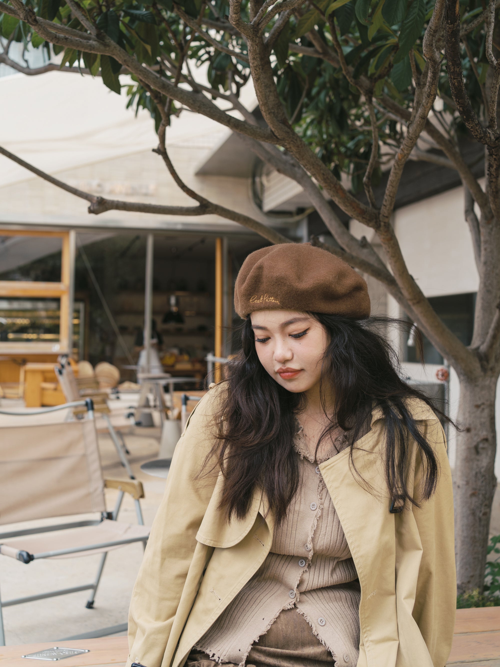 "Bon Chic" Wool Beret - Chestnut