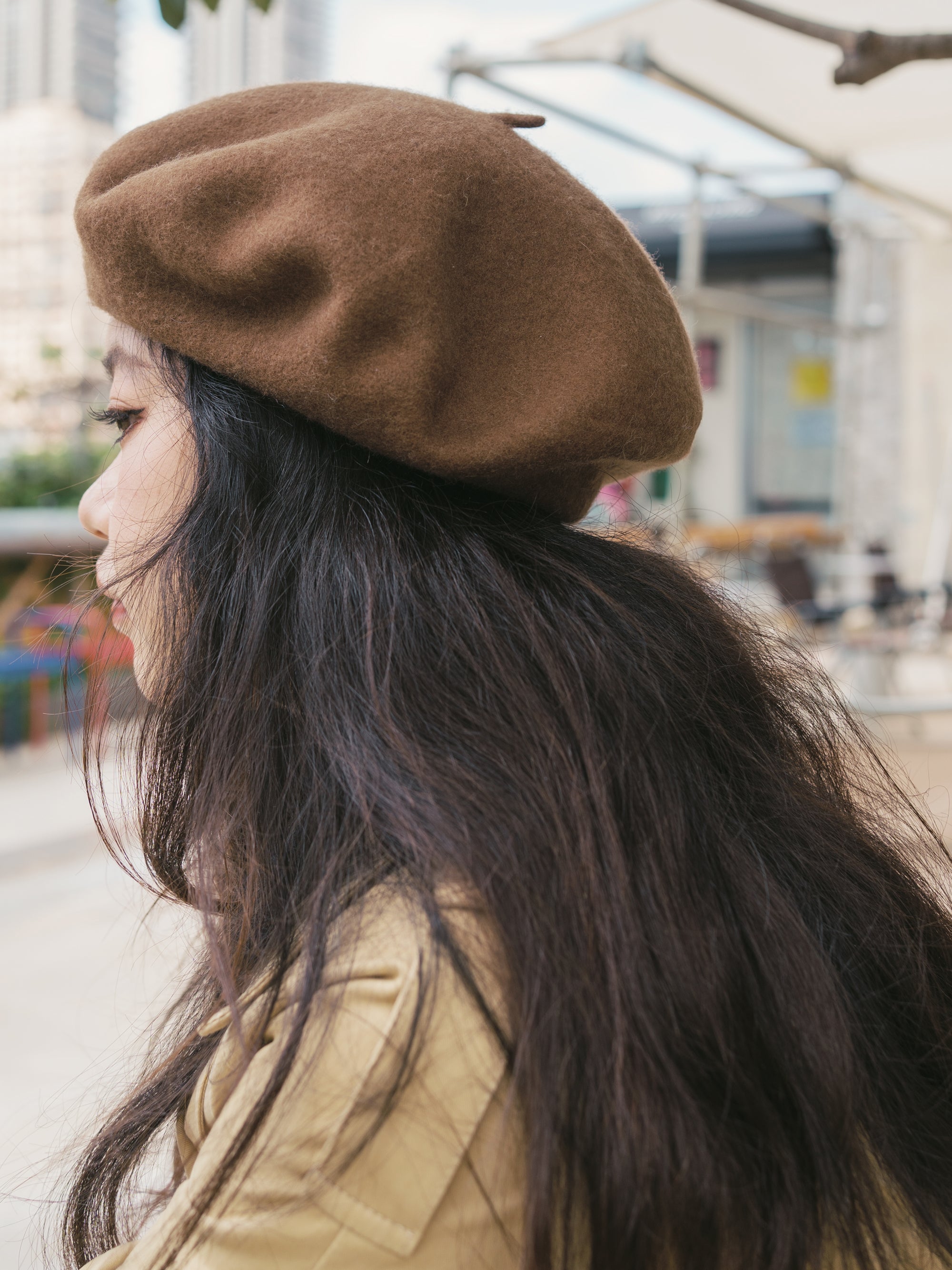 "Bon Chic" Wool Beret - Chestnut