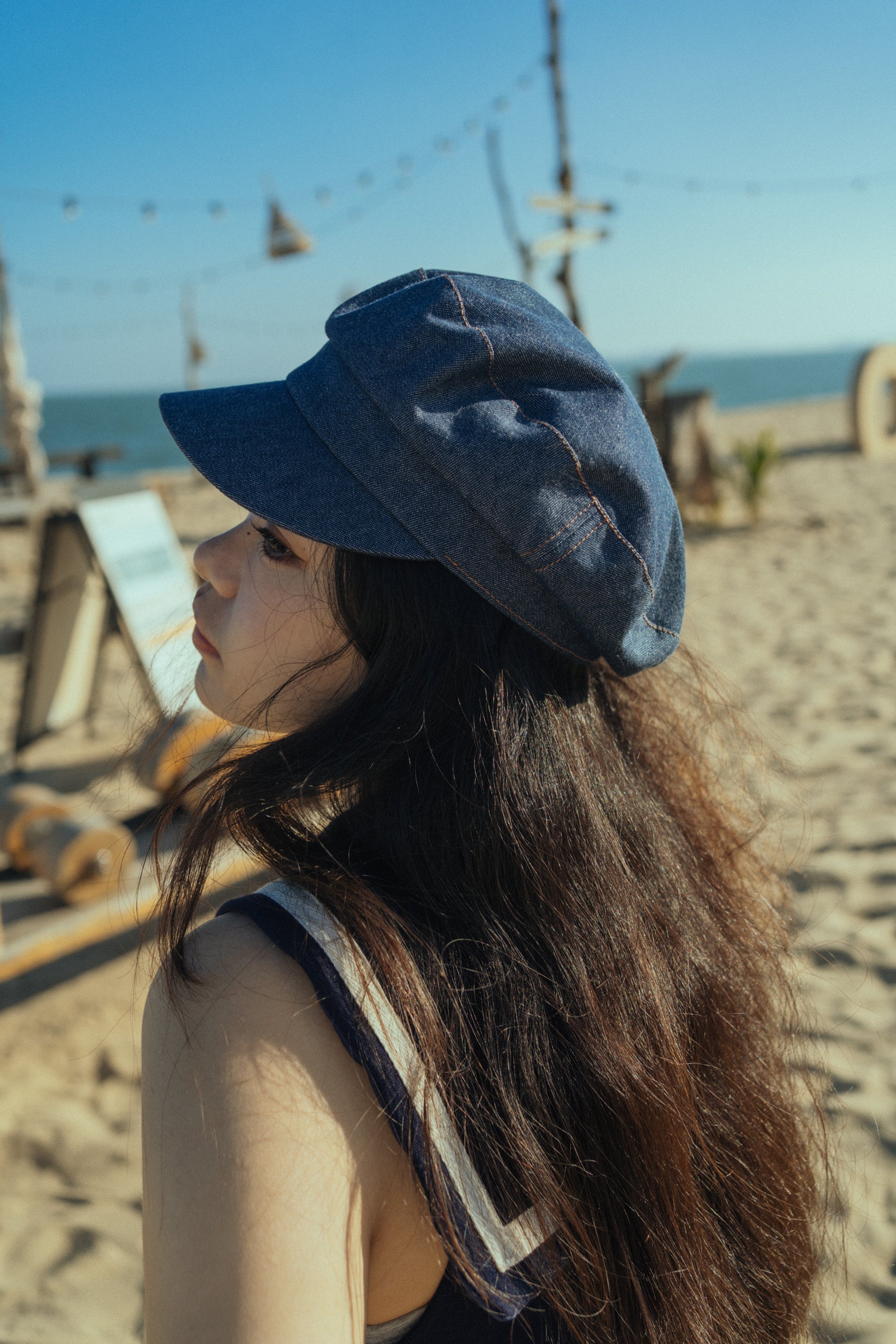 “Pan Pan” Denim Vintage Cadet Cap