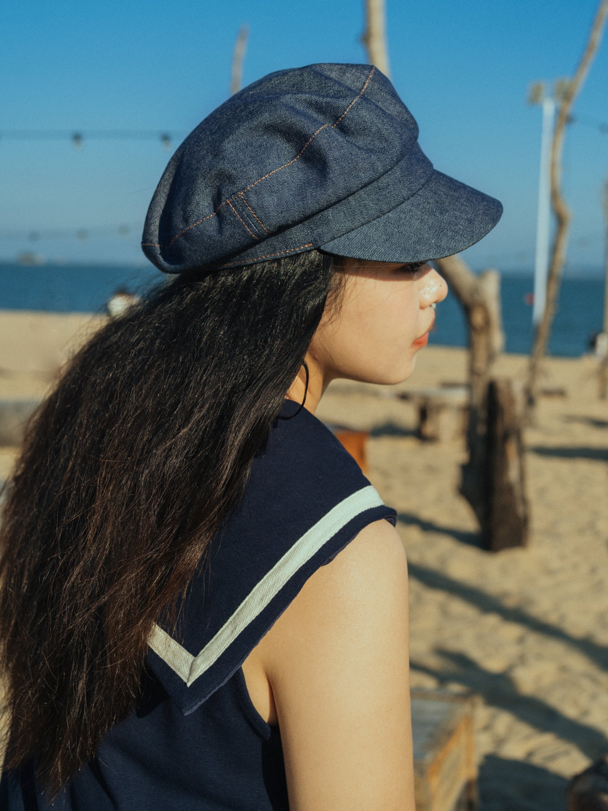 “Pan Pan” Denim Vintage Cadet Cap