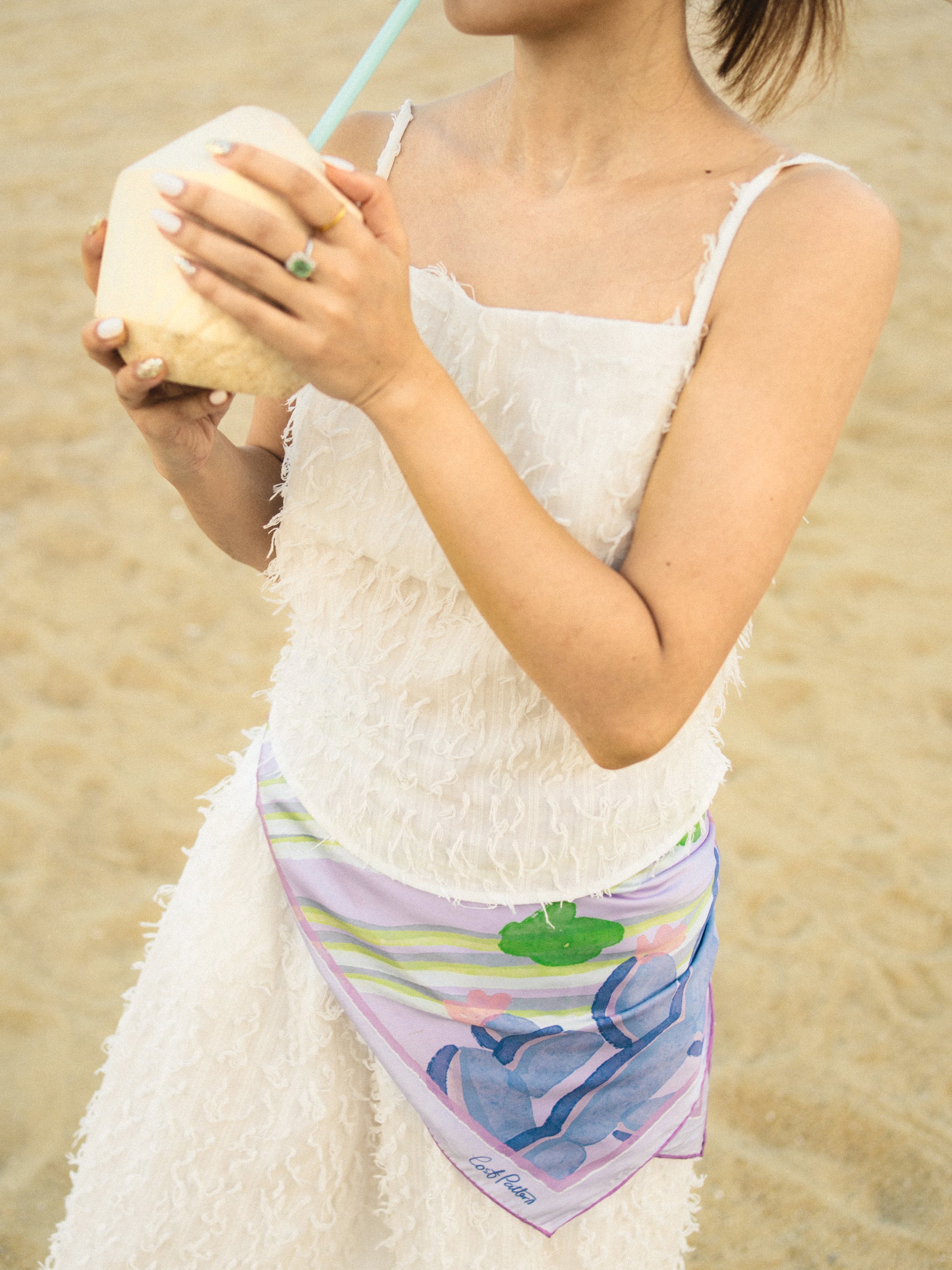 "Ethereal Mirage" Silk Large Scarf - Lilac