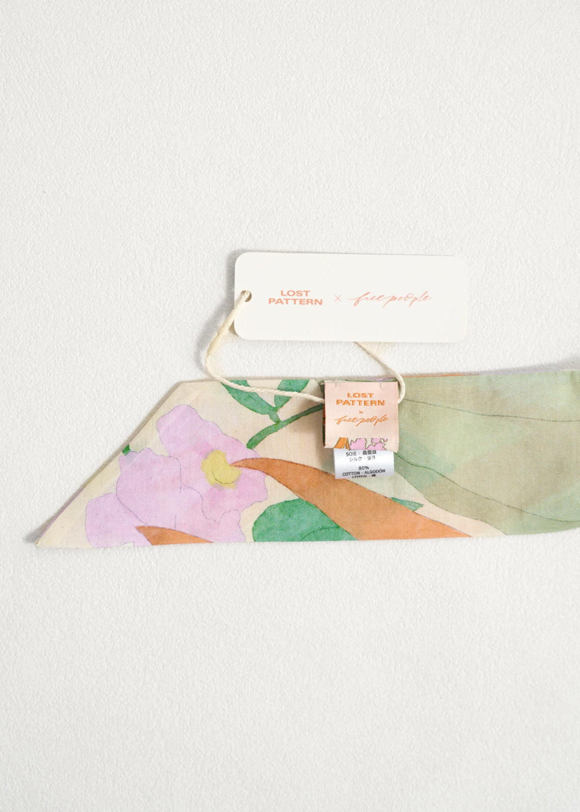 Lost Pattern x Free People "Cartagena" Silk-Cotton Skinny Scarf - Champagne