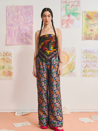 FRIDA X LOST PATTERN "Los Amores De Frida" Silk Pocket Square & Large Silk Scarf Set - Dark Green