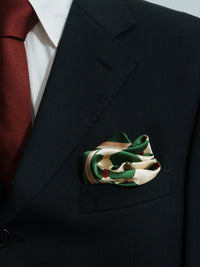 "Checkerboard" Silk Pocket Square & Silk Bandana Scarf Set - Green