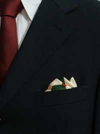 "Checkerboard" Silk Pocket Square & Silk Bandana Scarf Set - Green