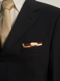 "Checkerboard" Silk Pocket Square & Silk Bandana Scarf Set - Coffee