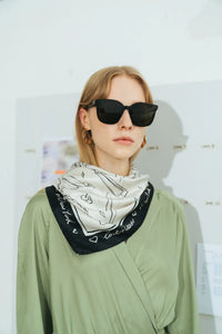 "New York In Sketches" Silk Pocket Square & Silk Scarf Set - Black & White