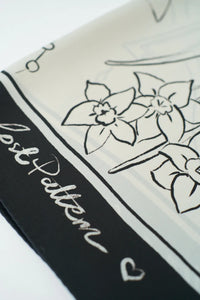 "New York In Sketches" Silk Pocket Square & Silk Scarf Set - Black & White