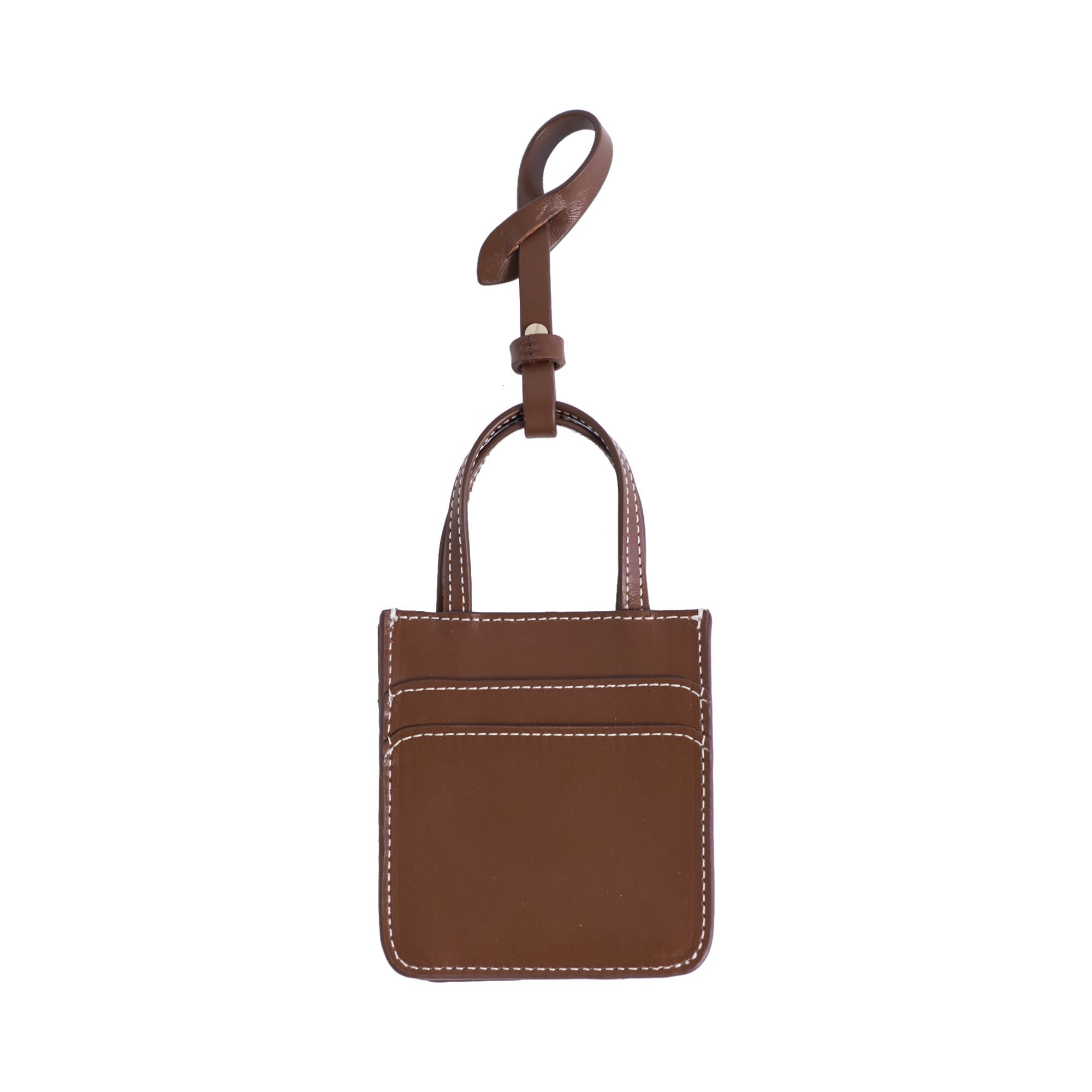 "Pan Pan" Leather Bag Charm - Milk Chocolate