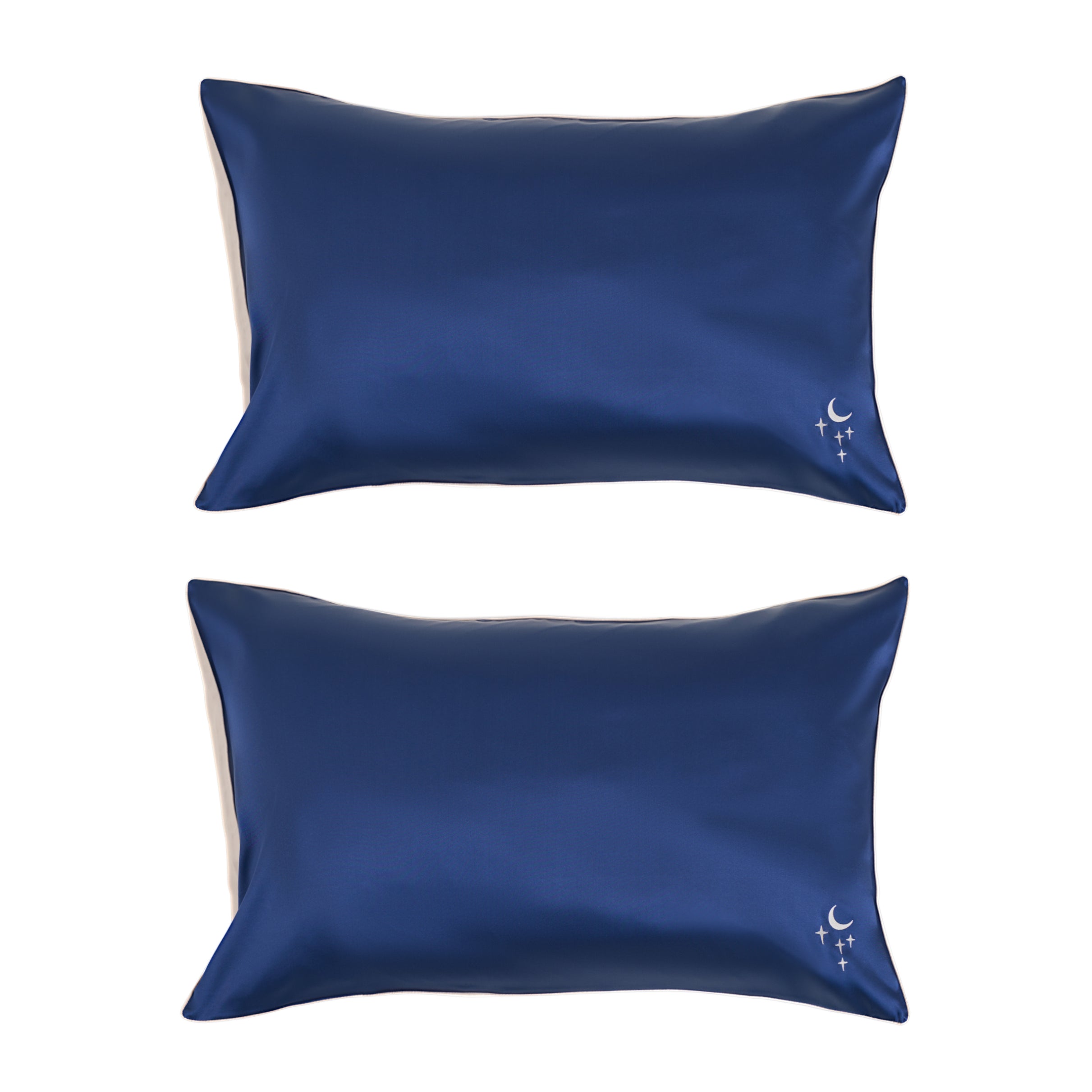 "Moonlit Stars" 2-Piece Silk Pillowcase Gift Set - Navy