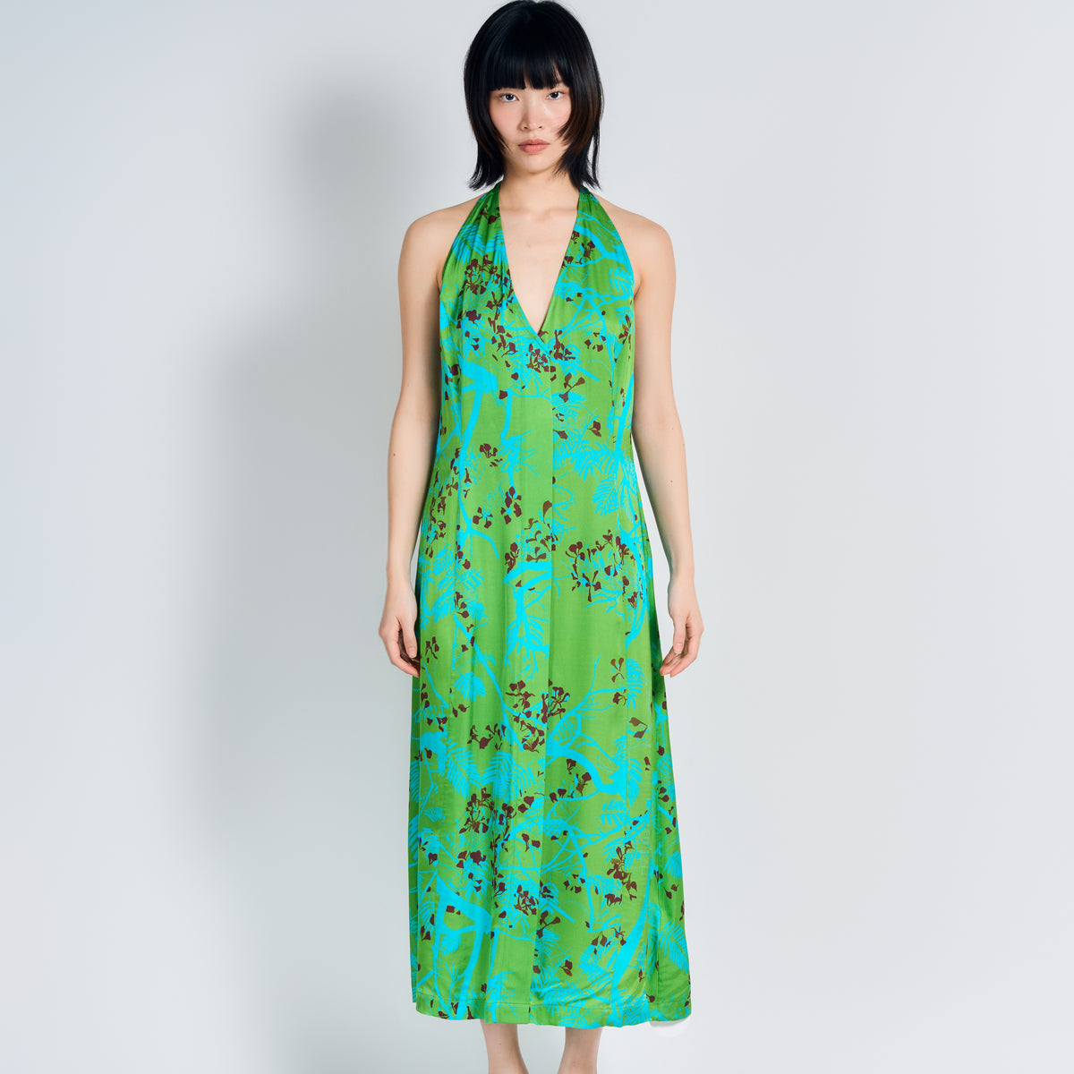 green print dress LOST Pattern | Coco Dream Halter Midi Dress