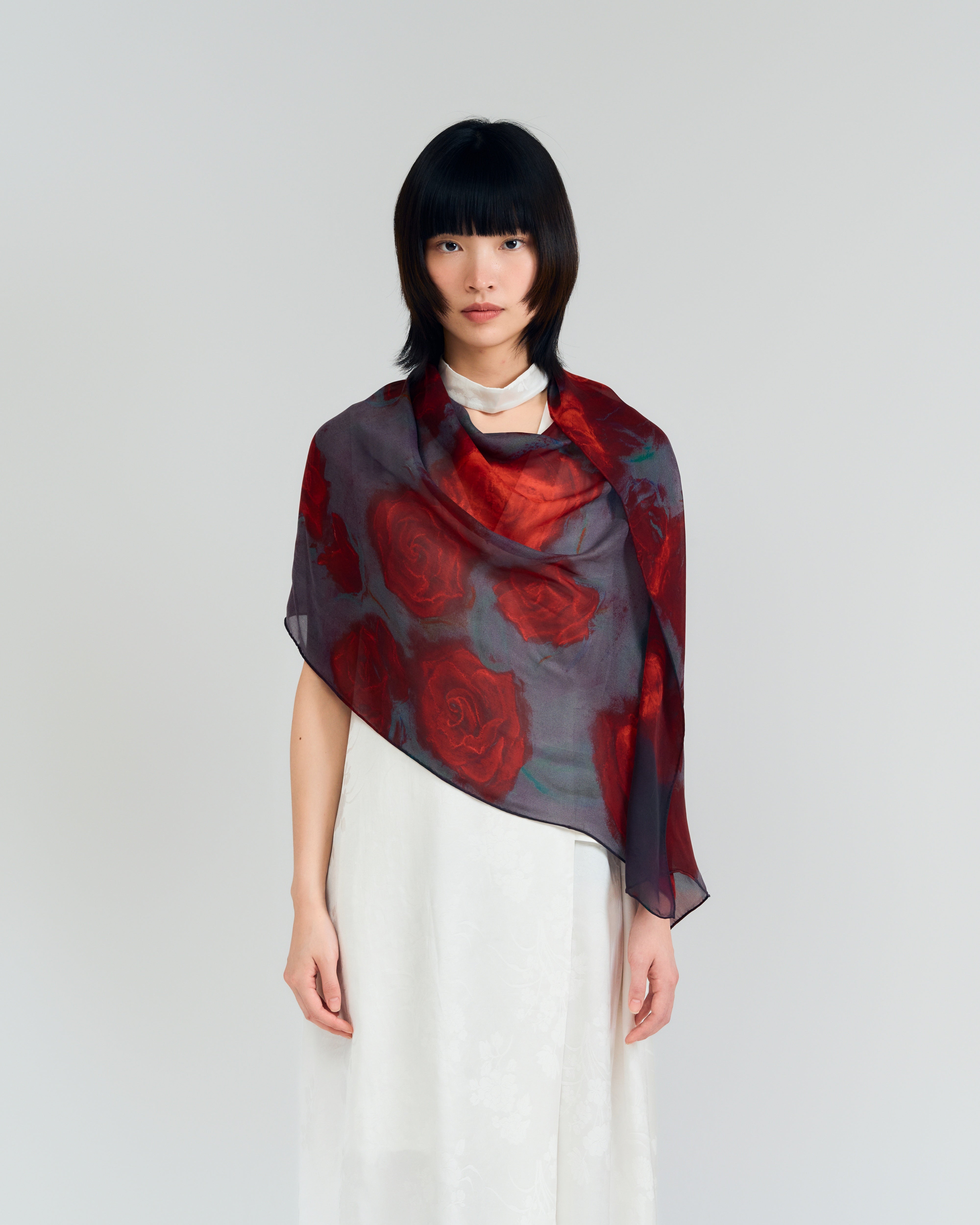 La Rosa Silk Shawl | Silk Stole | Chiffon Scarf - LOST PATTERN La Rosa Silk Shawl | Silk Stole | Chiffon Scarf - LOST PATTERN