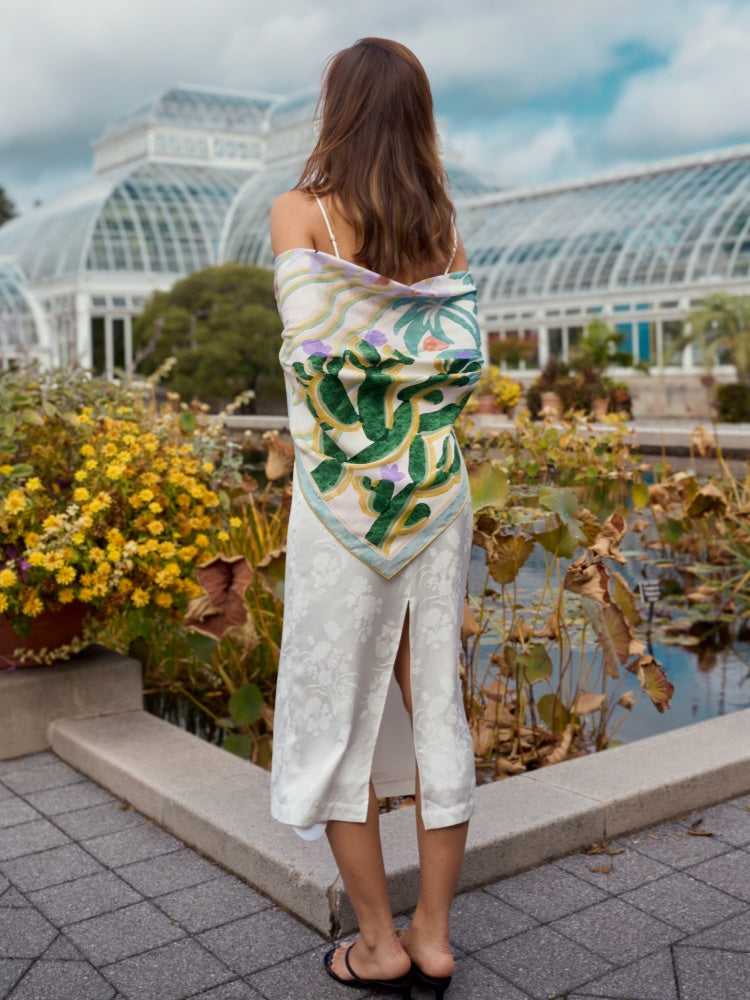 "Ethereal Mirage" Large Silk Scarf - Pastel