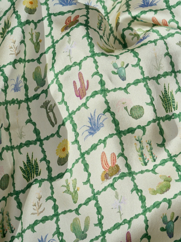 Lost Pattern x NYBG "Oasis Charms" Large Silk Scarf  - Blue