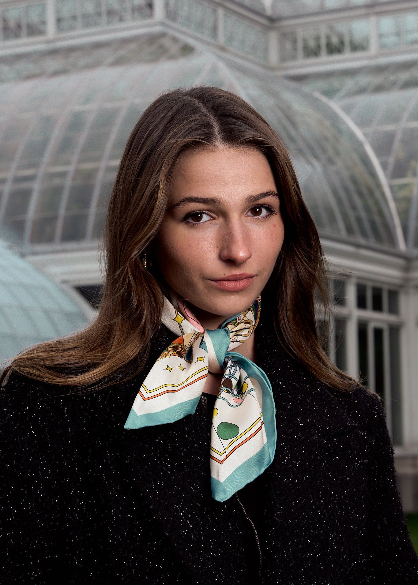 "Pop Pony" Silk Twill Bandana Scarf - Champagne