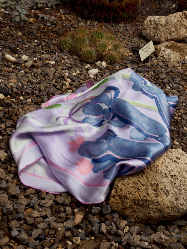 "Ethereal Mirage" Silk Large Scarf - Lilac