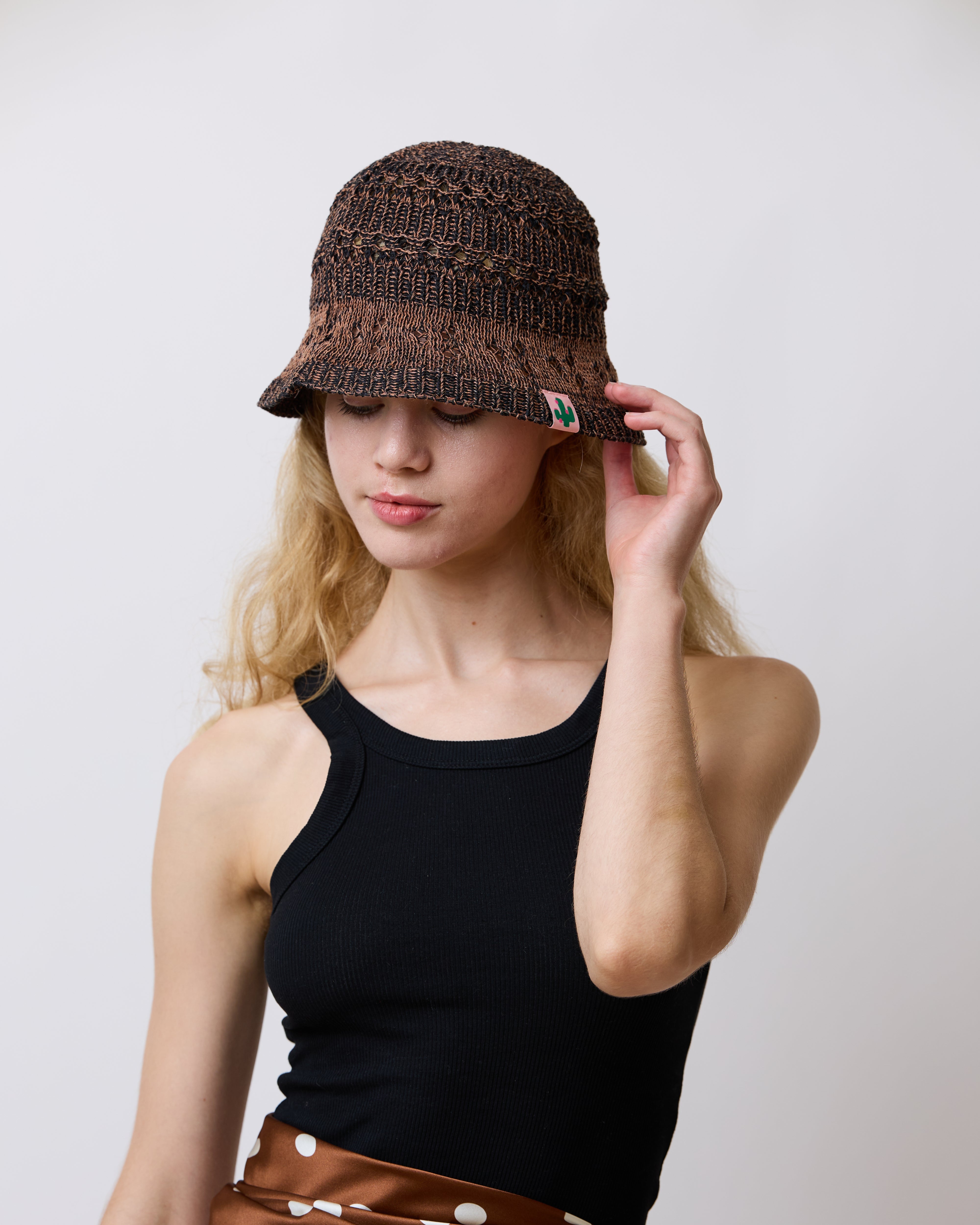 "Cactus" Crochet Bucket Hat - Toasted Cocoa