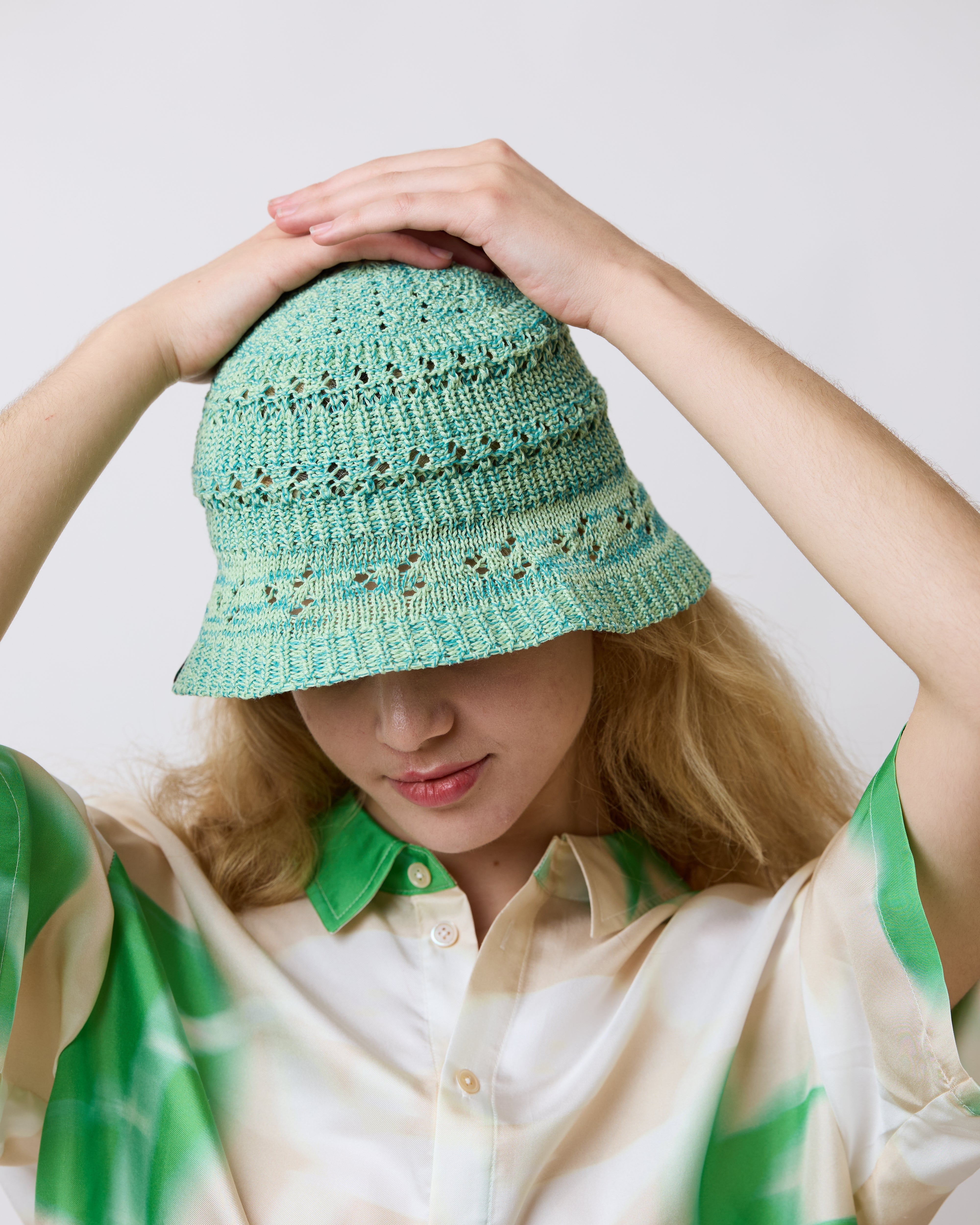 "Cactus" Crochet Bucket Hat - Peppermint Green