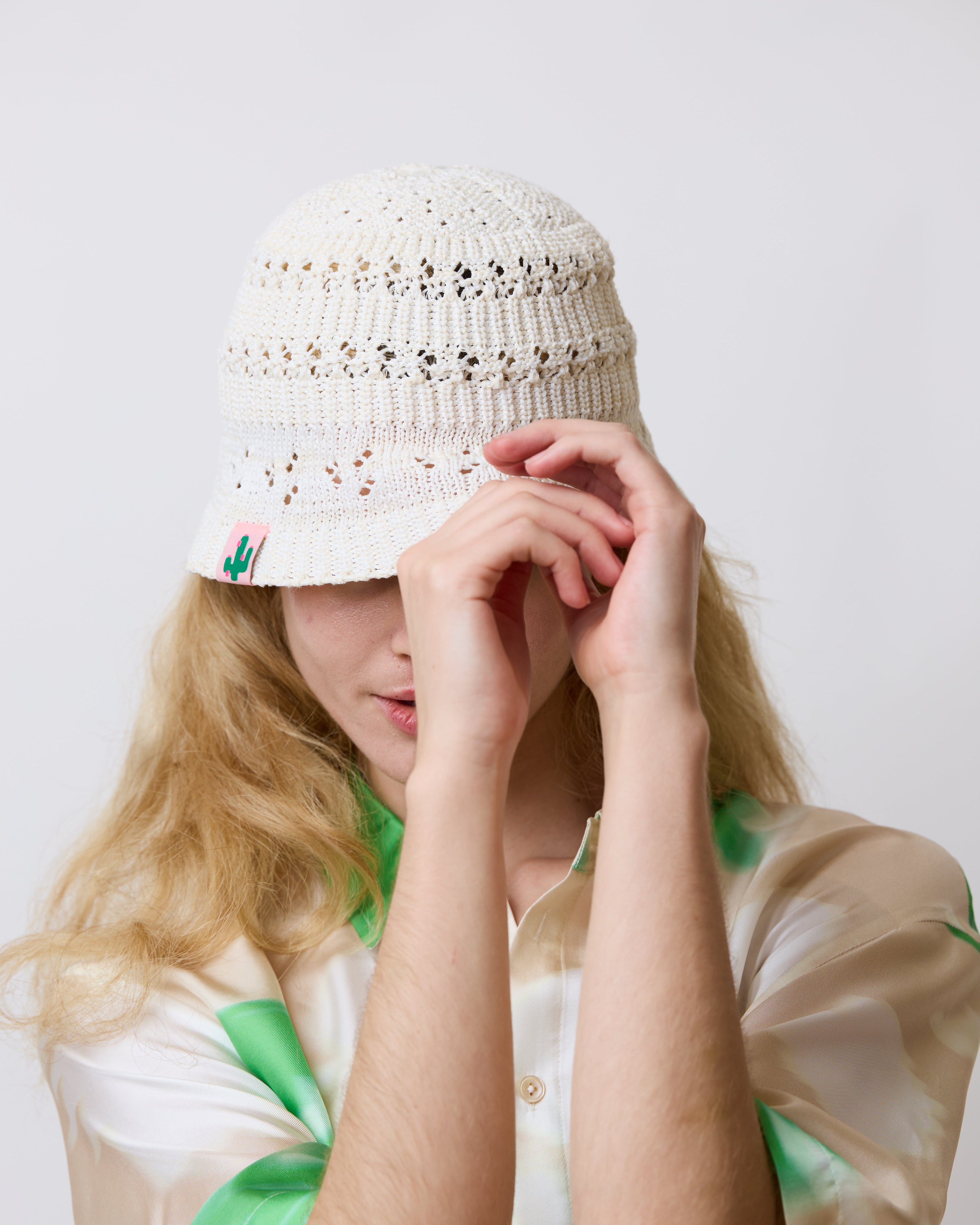 "Cactus" Crochet Bucket Hat - Ivory Breeze