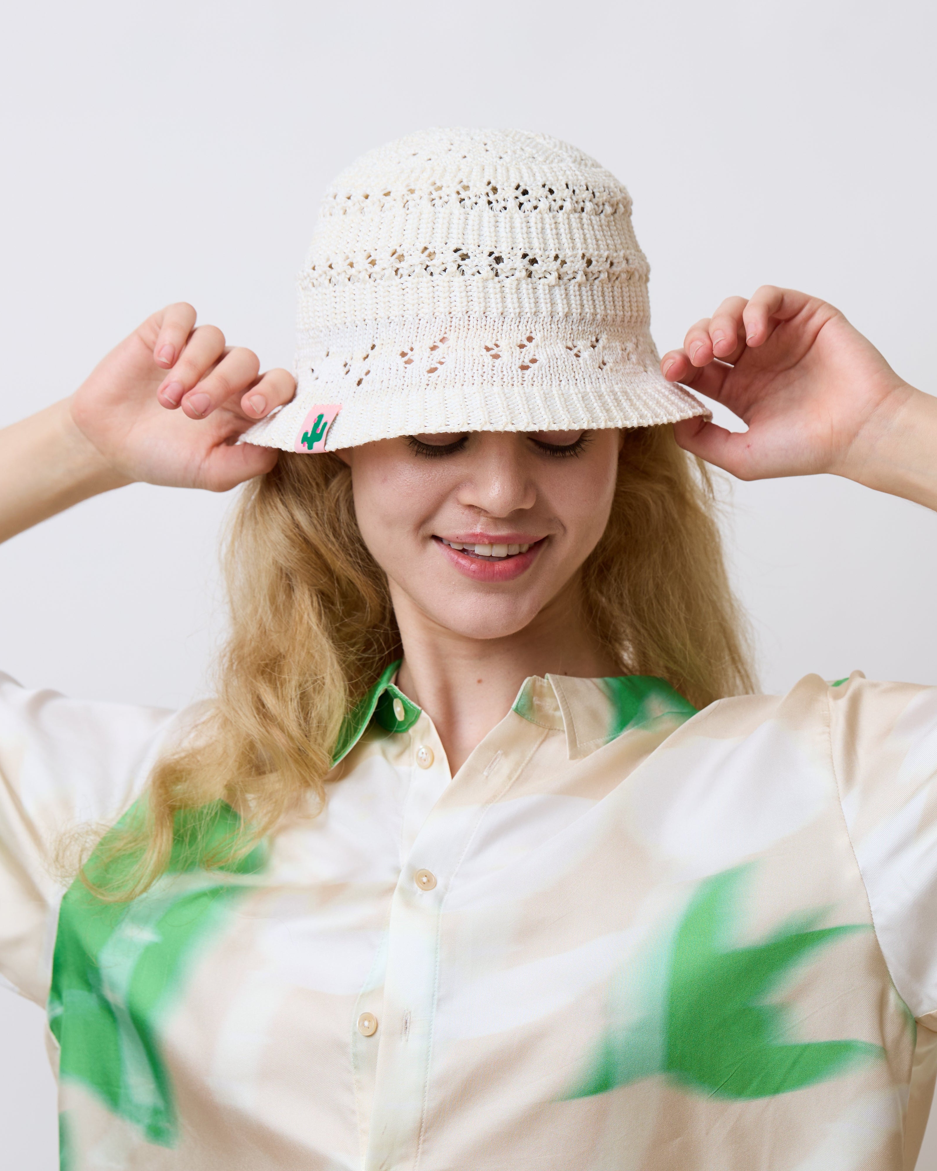 "Cactus" Crochet Bucket Hat - Ivory Breeze