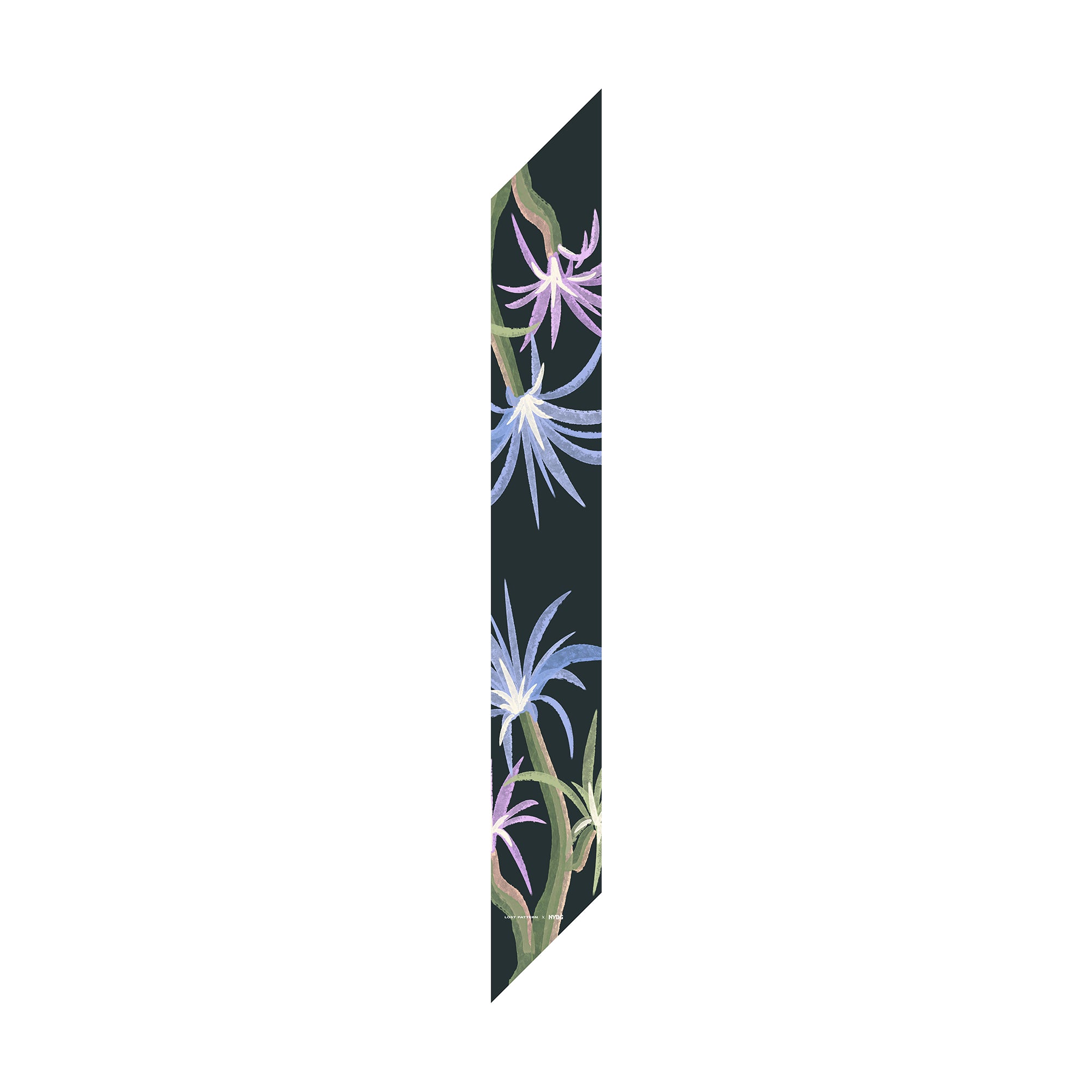 Lost Pattern x NYBG "Oasis Charms" Silk Chiffon Neck Scarf - Black