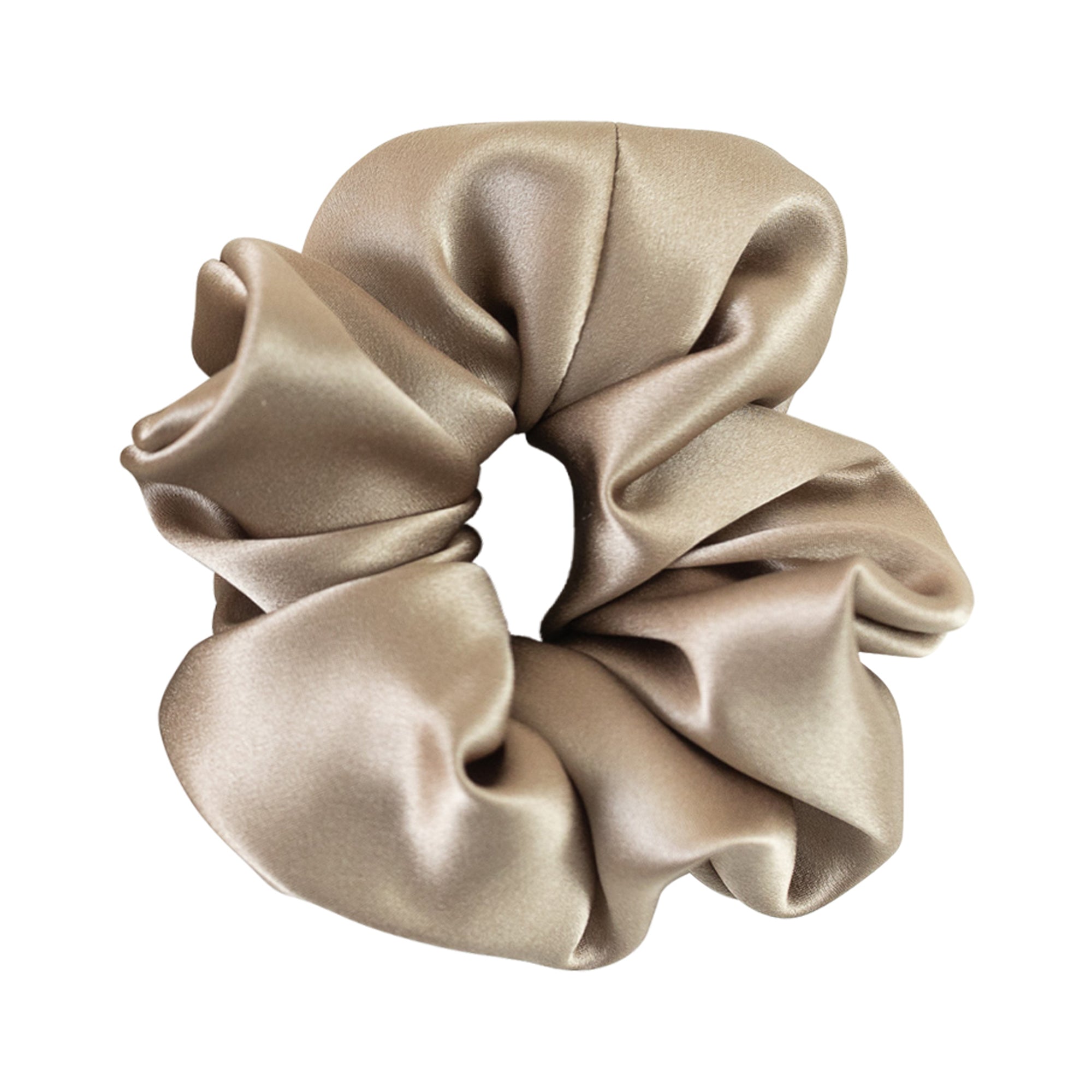 "Silken Hair" Silk Scrunchie Hair Tie - Metallic Taupe - Metallic Taupe - LOST PATTERN Scrunchie